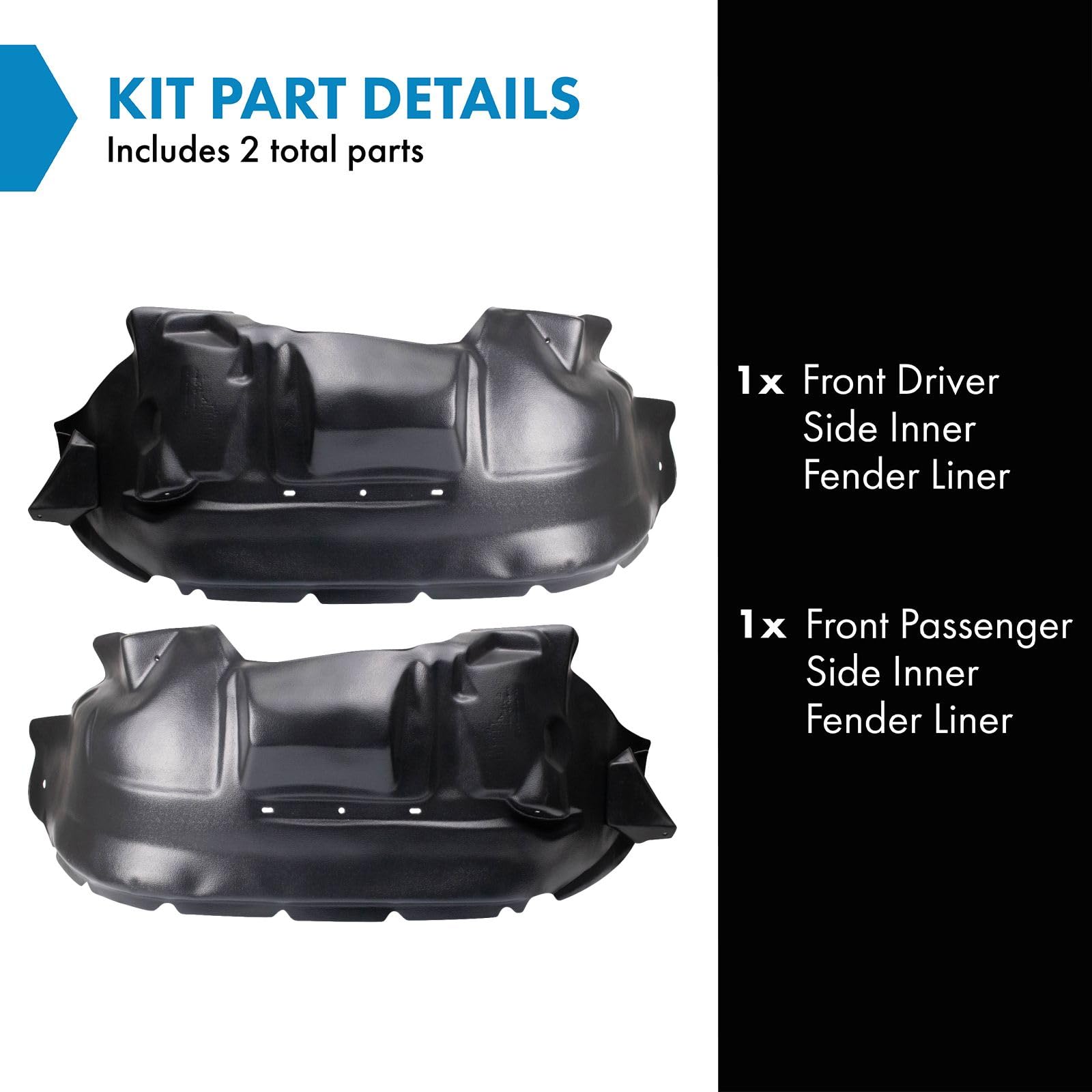 Trq Front Inner Fender Liner Set Compatible With 2004-2007 Buick Rainier 2002-2009 Chevrolet Trailblazer Gmc Envoy 2002-2004 Old