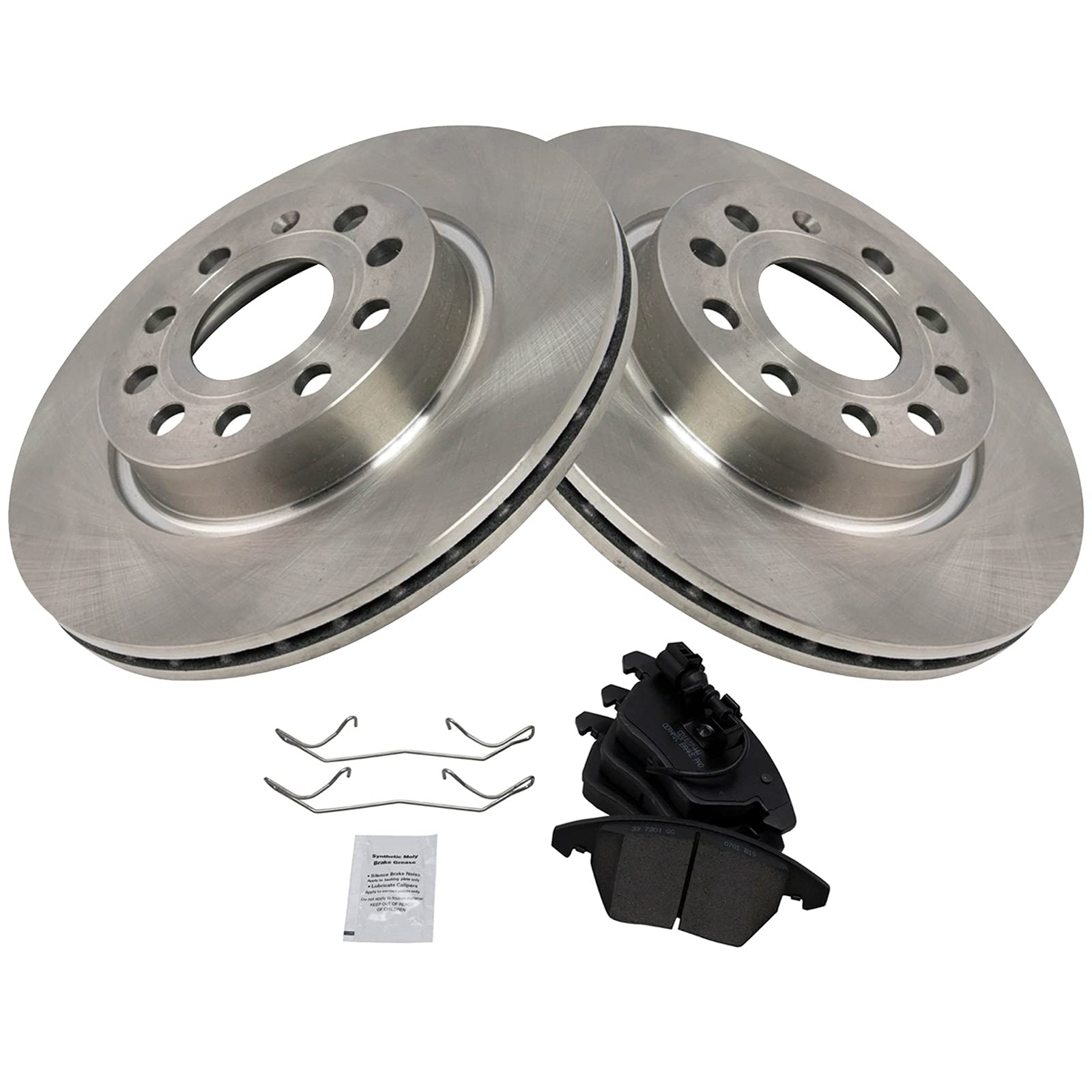 Trq Front Brake Pad & Rotor Kit Brake Pads Brake Rotor Ceramic Compatible With 2011 Audi A3 Quattro 2013 Volkswagen Gti 2011-201