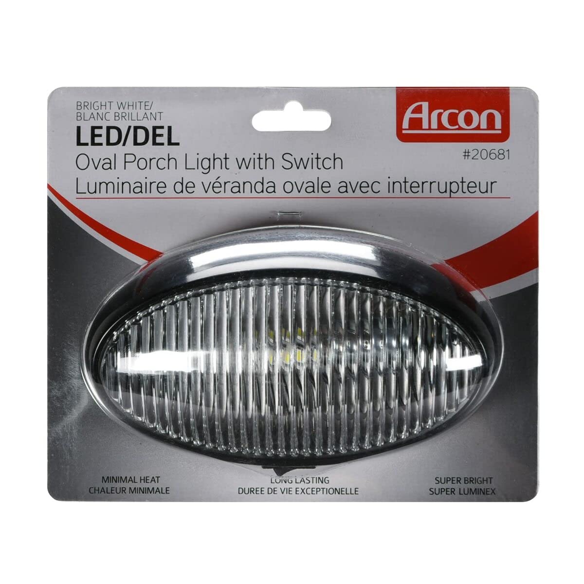 Arcon 20681 Led Bw Ovl Prch Lite W/Sw Blk-Clr
