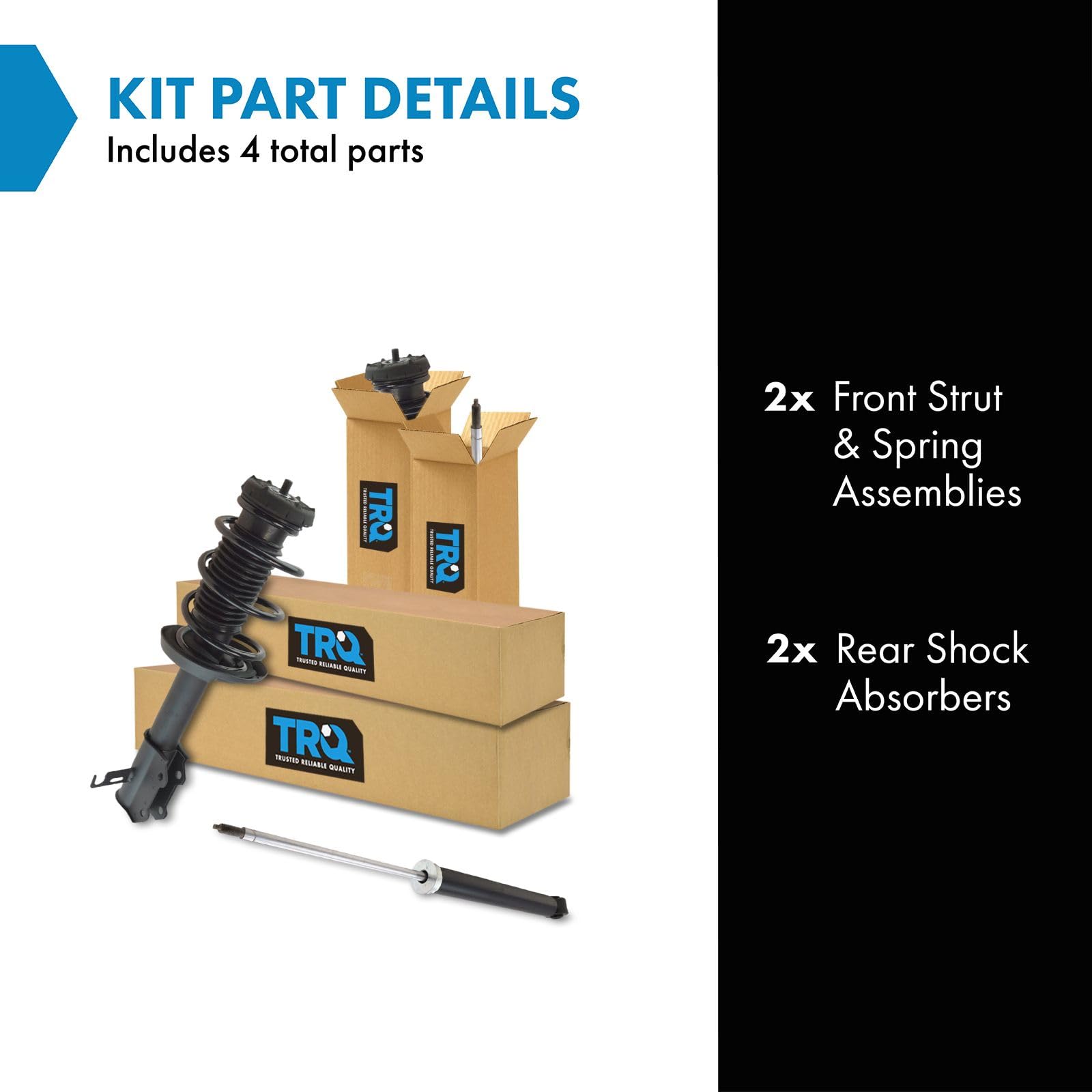 Trq Front And Rear Complete Strut Assembly & Shock Absorber Kit Complete Strut & Coil Spring Assembly Compatible With 2011-2012