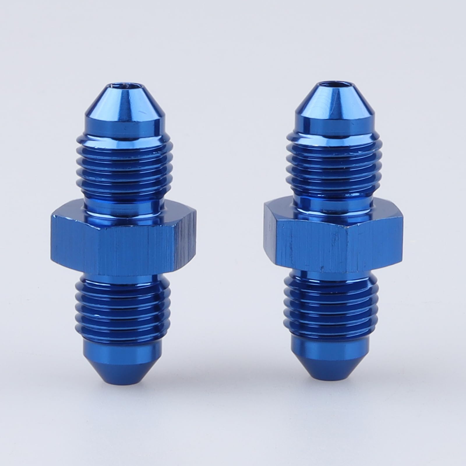 AC PERFORMANCE -3 AN Male Flare to -3 AN Male Coupling Hose Union Fuel Fitting Adapter Aluminum Blue, Pack of 2