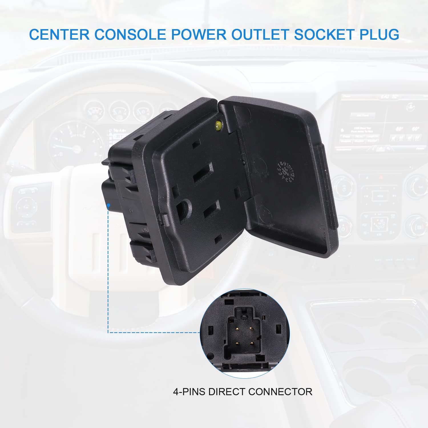 DICMIC Center Console Power Outlet Socket Plug Compatible with 2011-2015 Ford Explorer 2010-2014 Ford F-150 2011-2016 Ford F-250