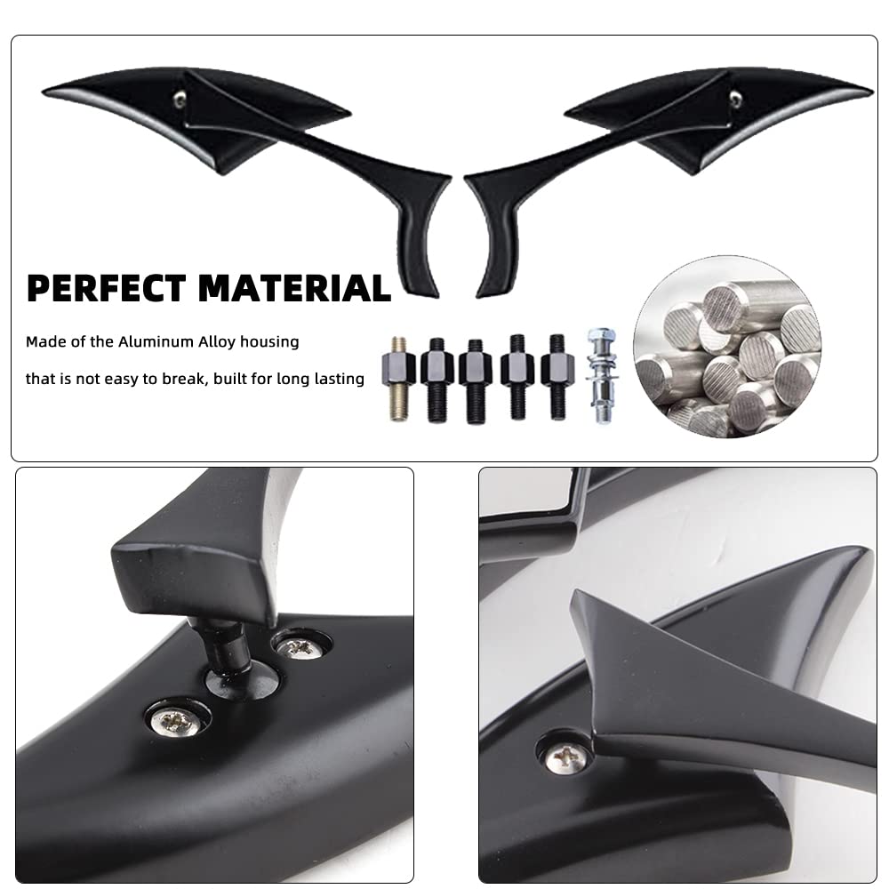 Goodfitment - Black Bat Shape Motorcycle Mirrors,Upgrade Rearview Motorcycle Mirrors Compatible With Harley Road King Sportster
