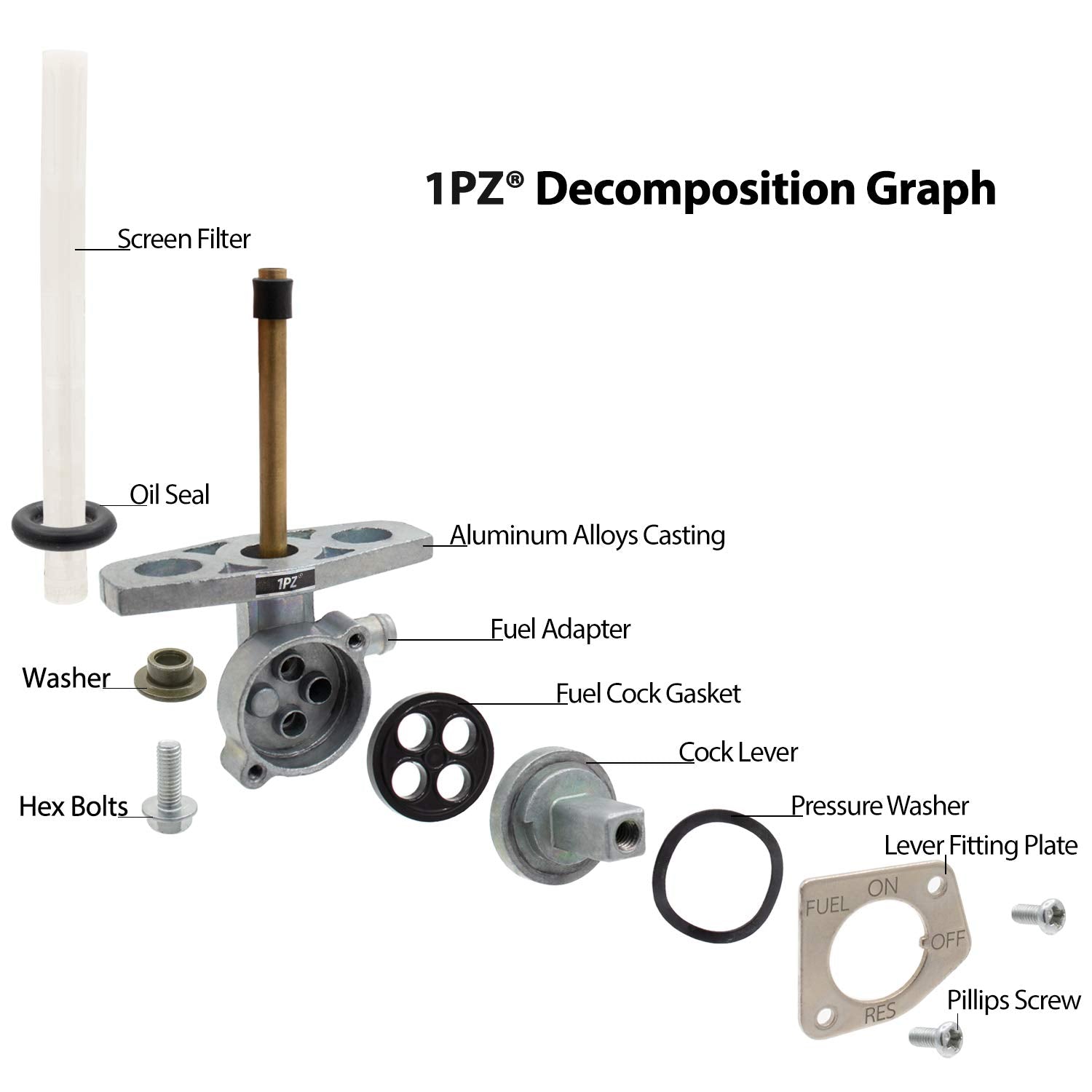 1Pz Ht1-P01 Fuel Cock Petcock Valve Tank Switch With Knob Replacement For Honda Rancher 350 400 Trx350 Trx400 2000-2007 16950-Hm8-003 16950-Hn7-003 16963-Hn5-670