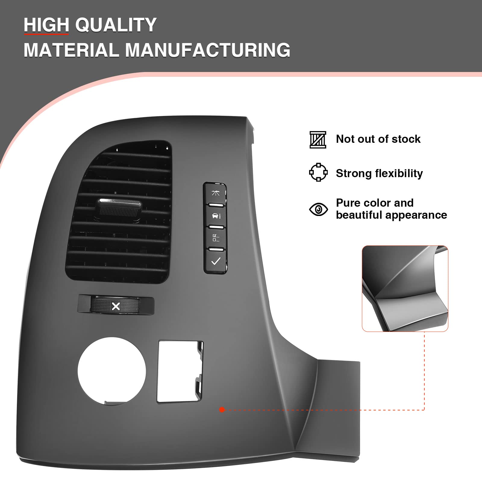 A-Premium Left Driver Information Center Control Panel Air Vent with Botton Compatible with GMC Chevrolet Silverado Sierra 2500