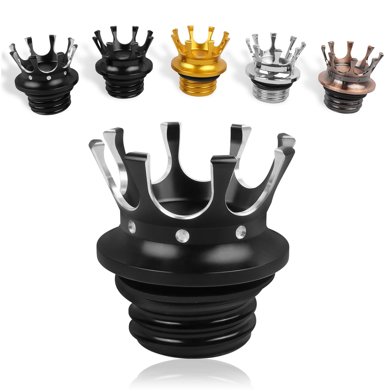 Worldmotop Motorcycle King Crown Gas Cap Fuel Tank Cover Right-Hand Thread Reservoir Aluminum Oil Cap Compatible With Harley Spo