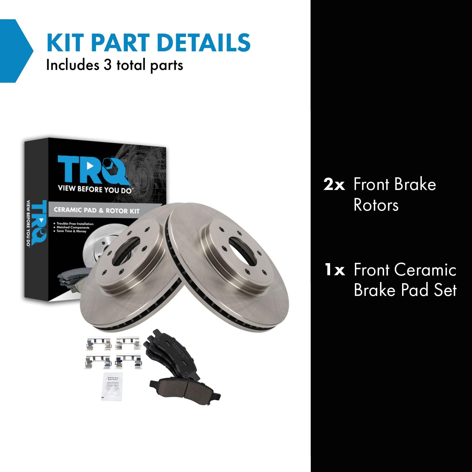 Trq Front Brake Pad & Rotor Kit Brake Pads Brake Rotor Ceramic Compatible With 2006-2009 Chevrolet Trailblazer 2008-2009 Saab 9-