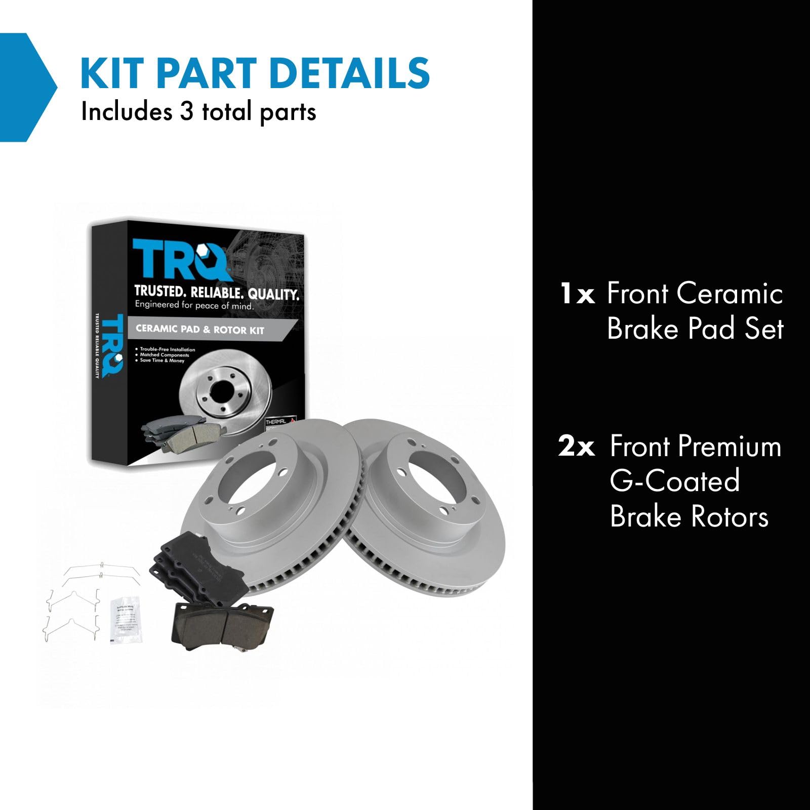 Trq Front Brake Pad & Rotor Kit Brake Pads Brake Rotor Ceramic Vented Premium G-Coated Compatible With 2016-2021 Lexus Lx570 Toy