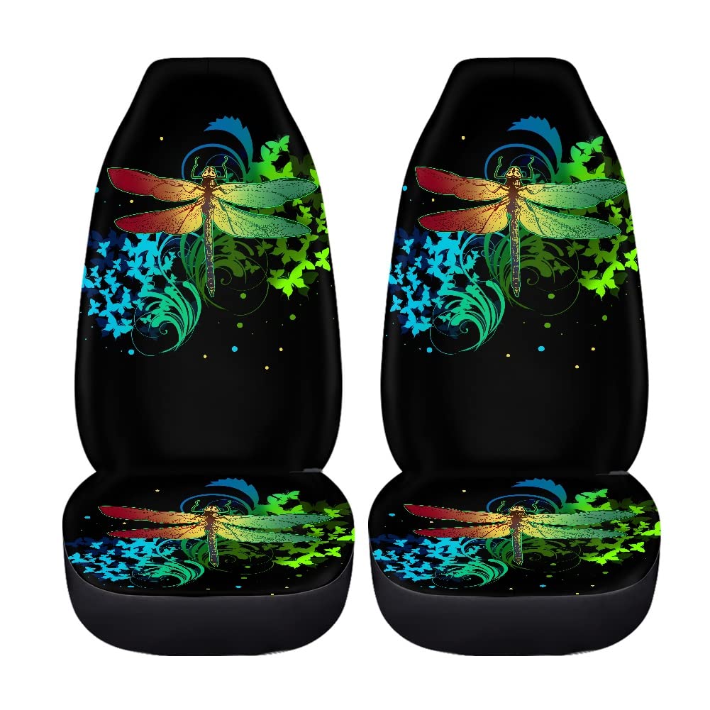 Bigcarjob Butterflies Dragonfly Car Seat Covers Full Set,Dragonfly Pattern Bucket Seat Cover For Cars,Suv Truck,Univerfal Fit Au