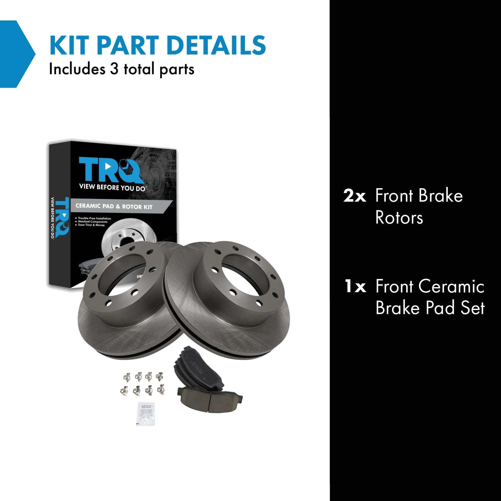 Trq Front Brake Pad & Rotor Kit Brake Pads Brake Rotor Ceramic Compatible With 2005-2012 Ford F-350 Super Duty