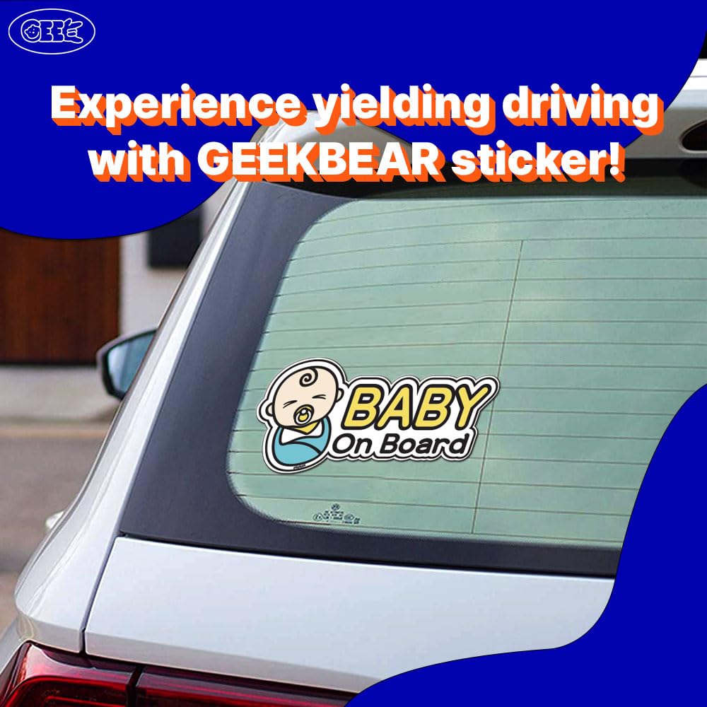 Geekbear Baby On Board Car Sticker - Character Design, Reflective, Weather-Resistant (28. Newborn Baby)