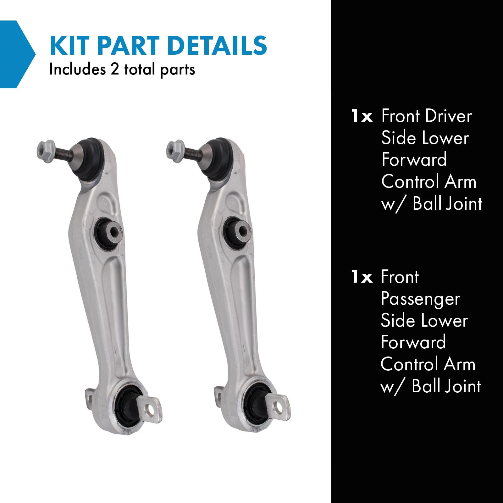 Trq Front Lower Control Arm With Ball Joint Set Compatible With 2017-2023 Tesla 3