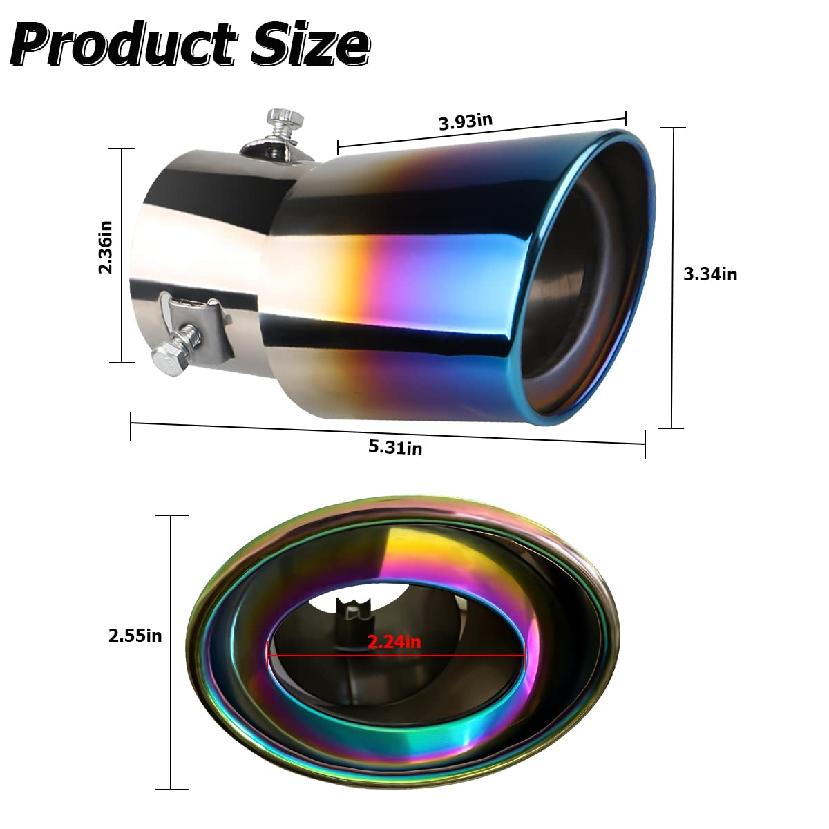 Stainless Steel Car Exhaust Tip, 2.5 To 3.3 Universal Car Exhaust Pipe Modification Tail Throat Tail Pipe, Steel Exhaust Tips Chrome-Plated Finish Tailpipe (Blue/B Style)