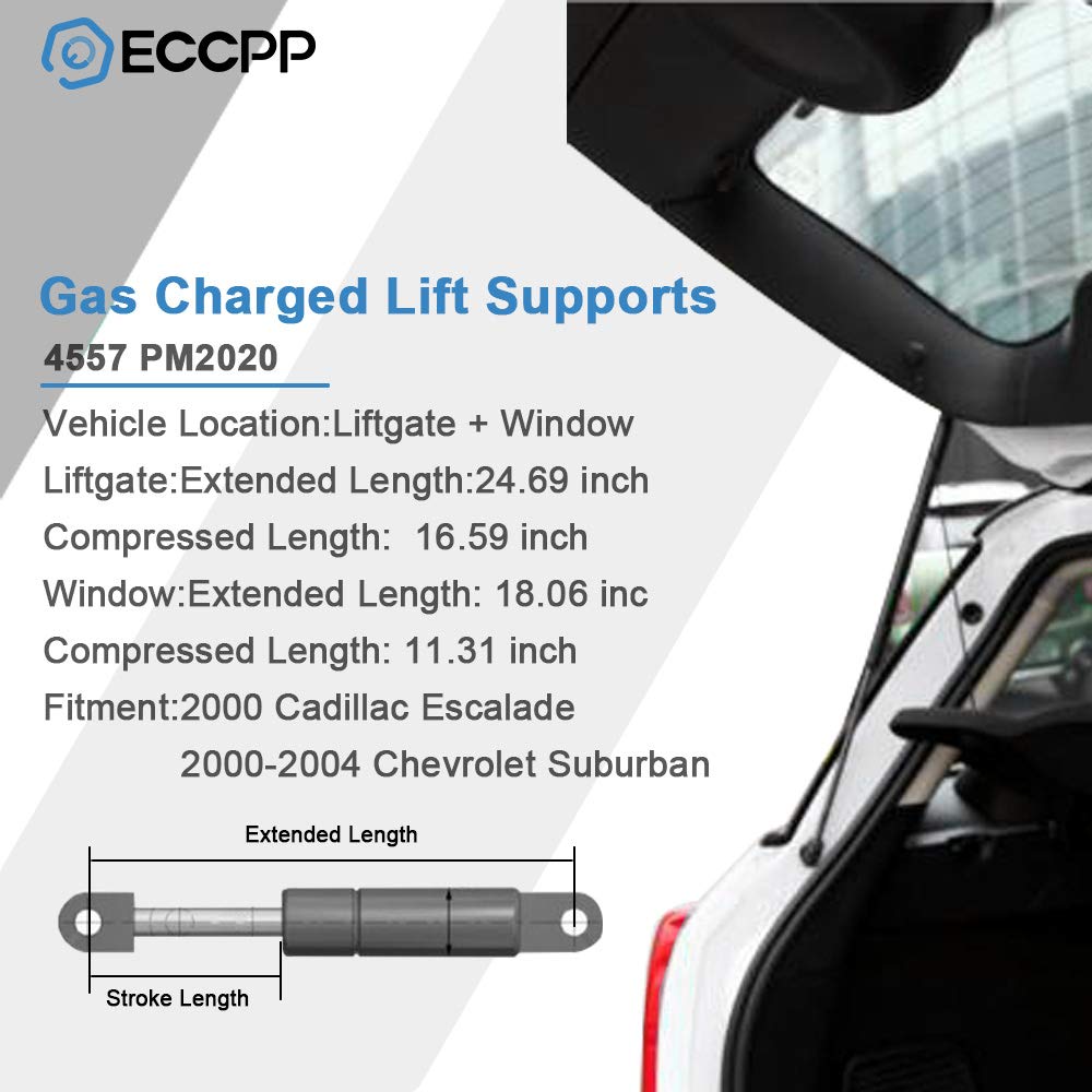 Eccpp 2Pcs Liftgate And 2Pcs Window Glass Lift Supports Struts For Gmc Yukon 1500 2500 For Chevrolet Suburban 1500 2500 For Chev