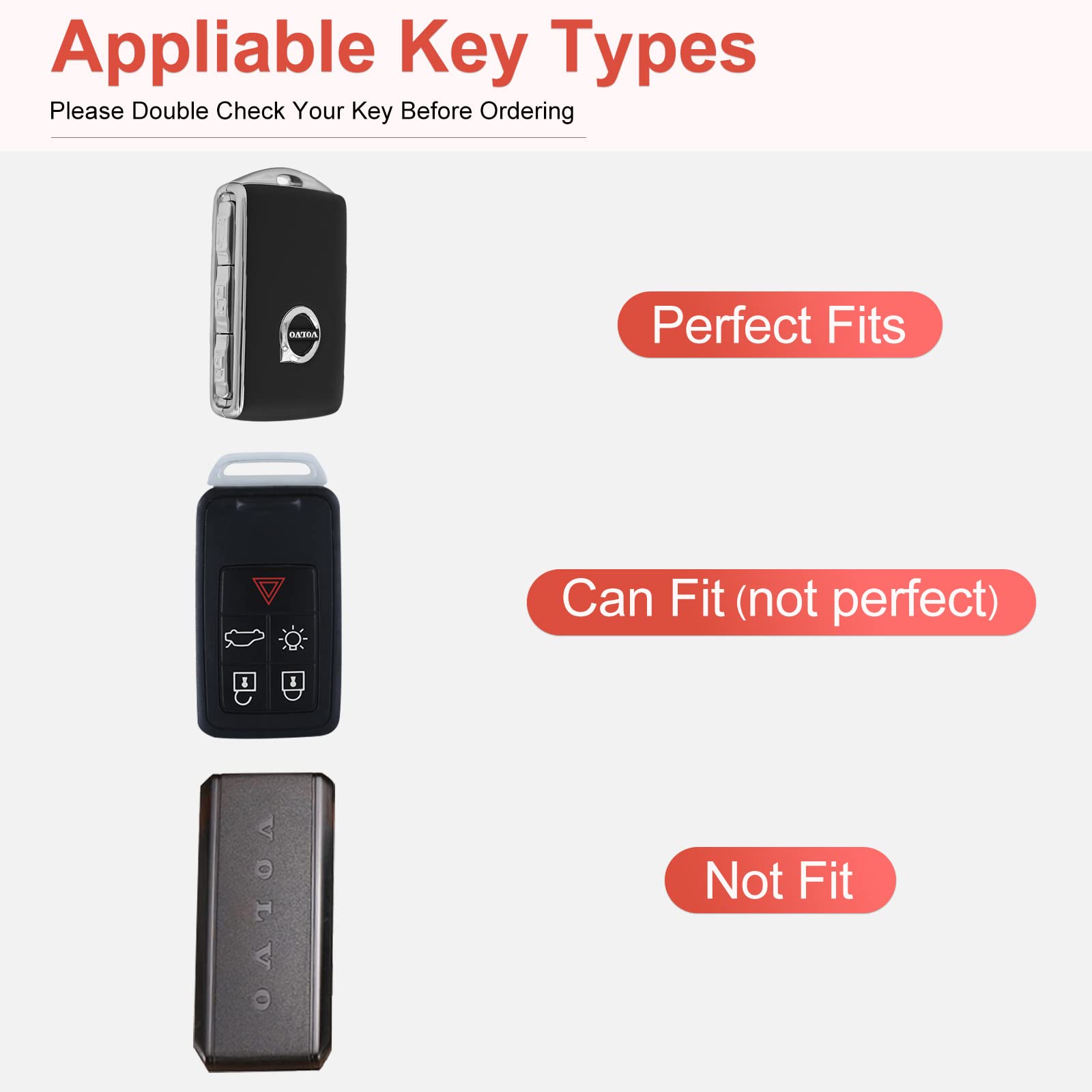 Ruabiban Key Fob Cover Compatible With Volvo, Pink Leather Crystal 360 Degree Protection Key Shell Case For Xc90, Xc60, Xc40, S6