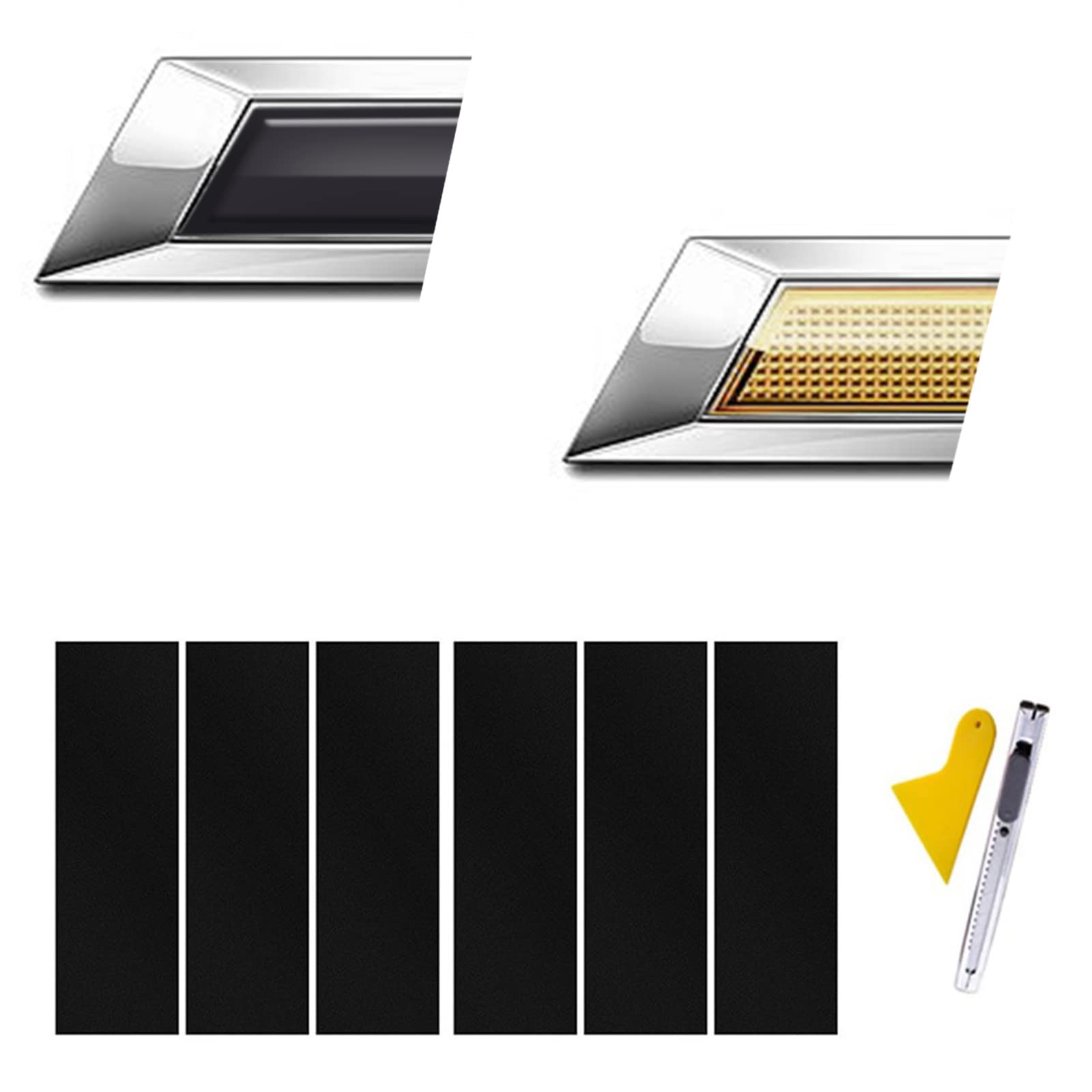 Lanzmyan Compatible With Bowtie Logo Wrap Stickers Cut-Your-Own Emblem Overlay Diy Decals For Chevy 6Pcs Matte Black