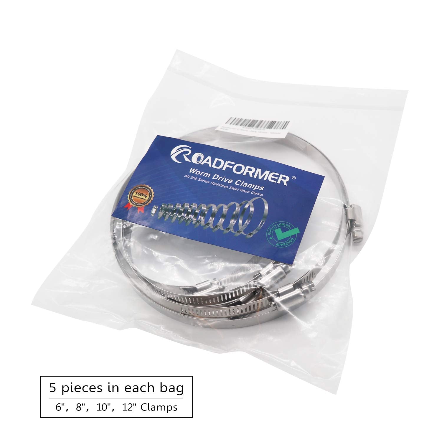 Roadformer 12'' Worm Gear Hose Clamp - Sae 188 Size, Full Stainless Steel With 1/2'' Band Working Range 239Mm - 311Mm Duct Clamp