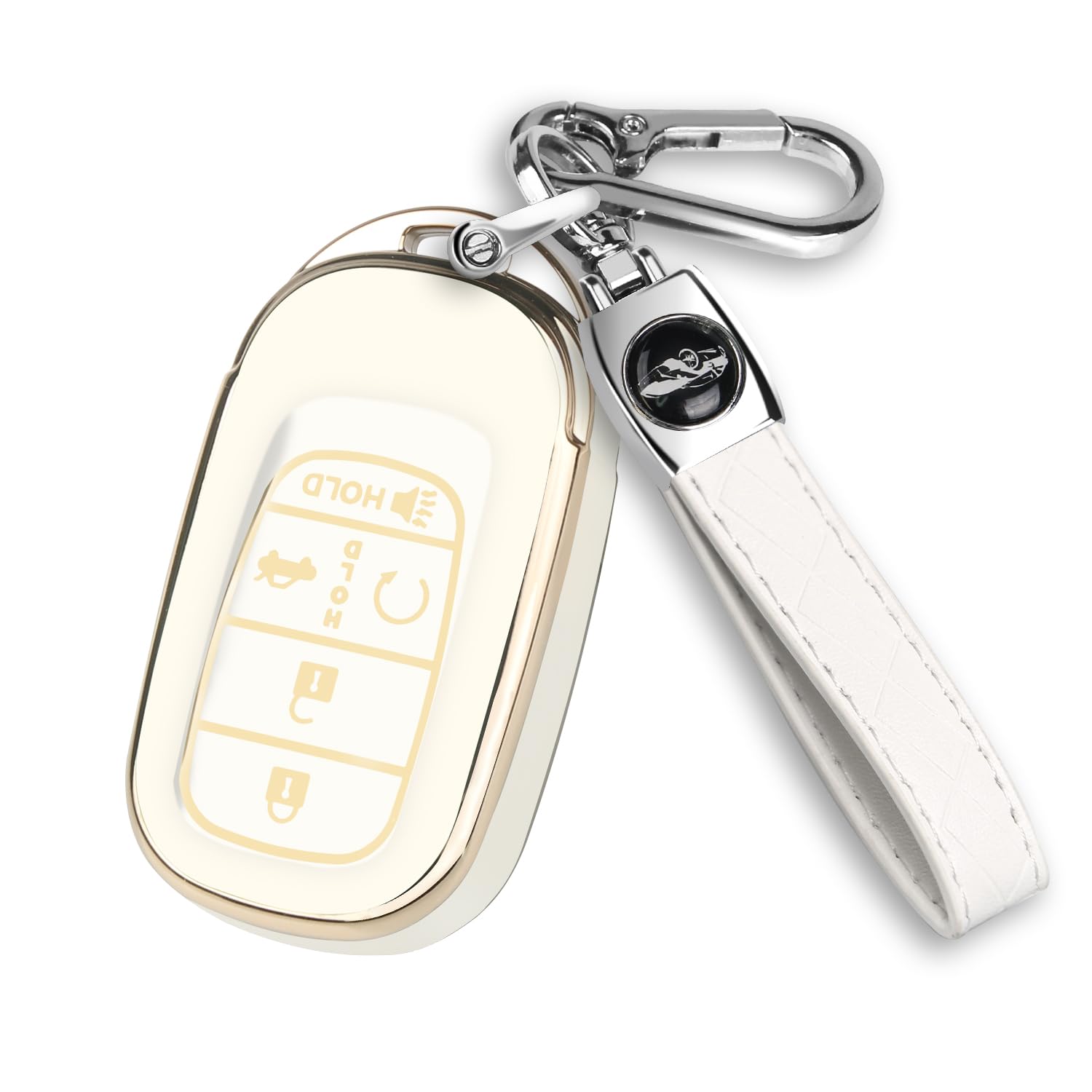 Qbuc For Honda Key Fob Cover, Soft Tpu Car Key Case Protector With Leather Keychain Compatible With 2022 2023 Honda Accord Civic