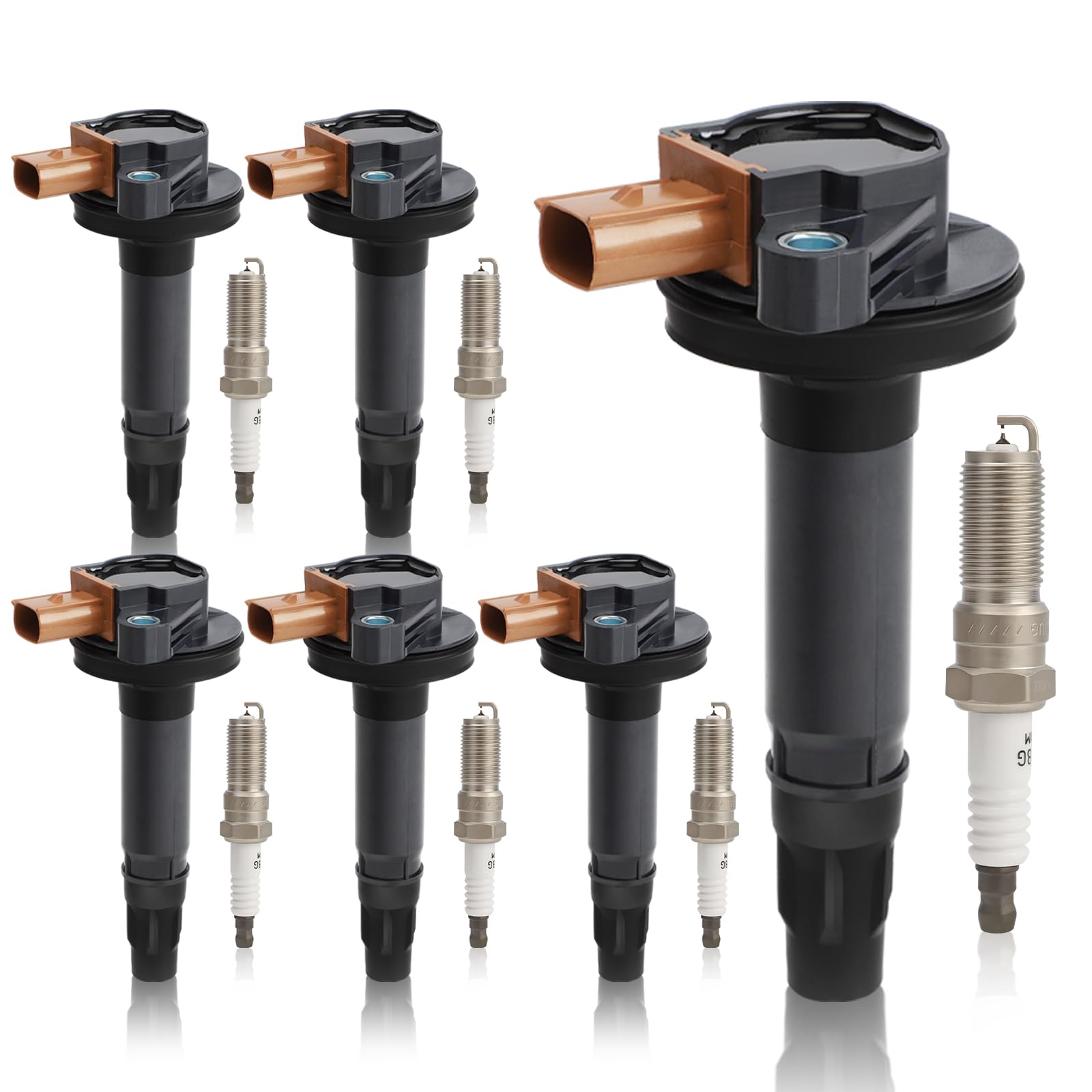 Uf646 Ignition Coil & Sp534 Double Iridium Spark Plug For 11-17 Ford F-150 Explorer Expedition Taurus Transit-150 250 350/Lincol