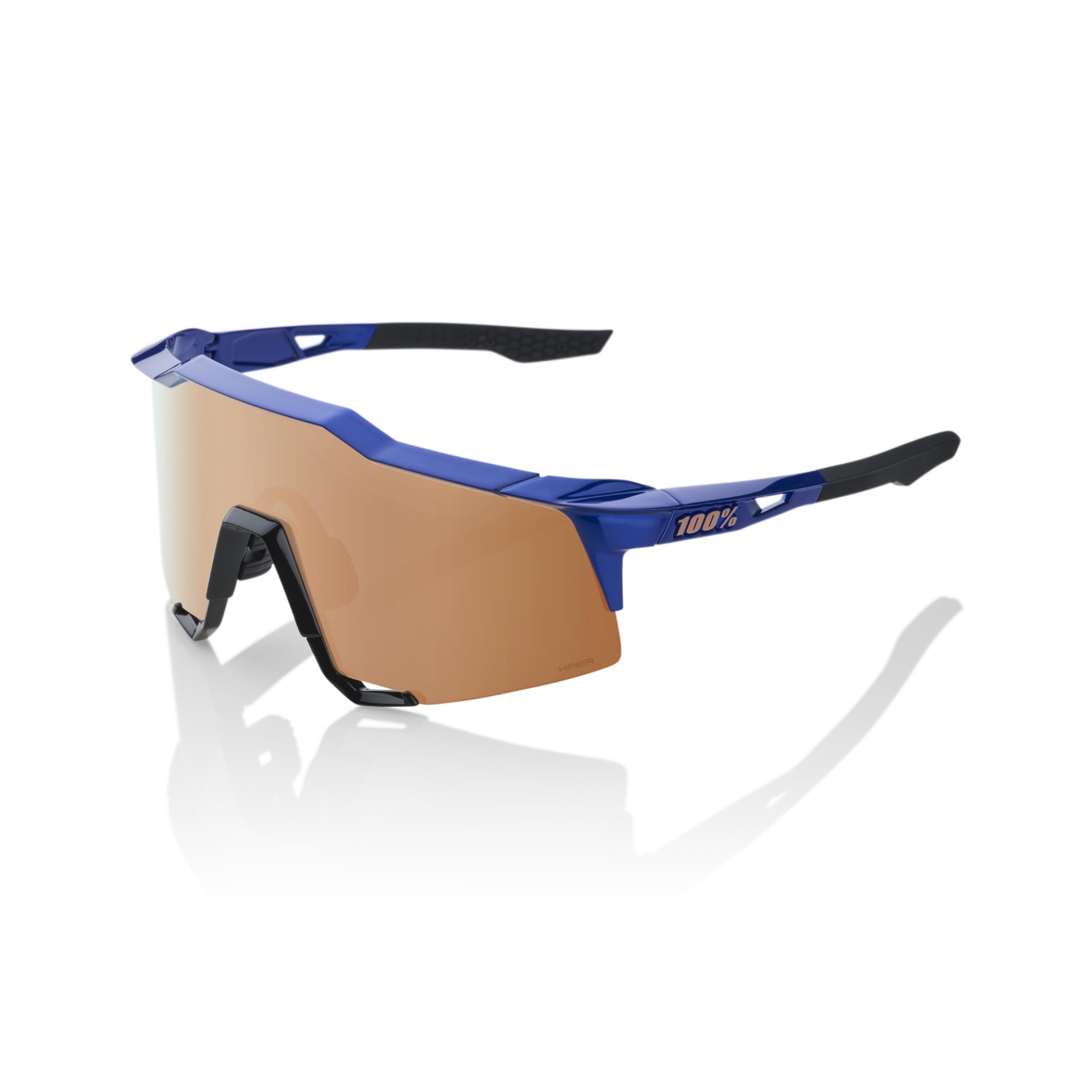 100% SPEEDCRAFT Sport Performance Cycling Sunglasses (Gloss Cobalt Blue - HiPER Copper Mirror Lens)