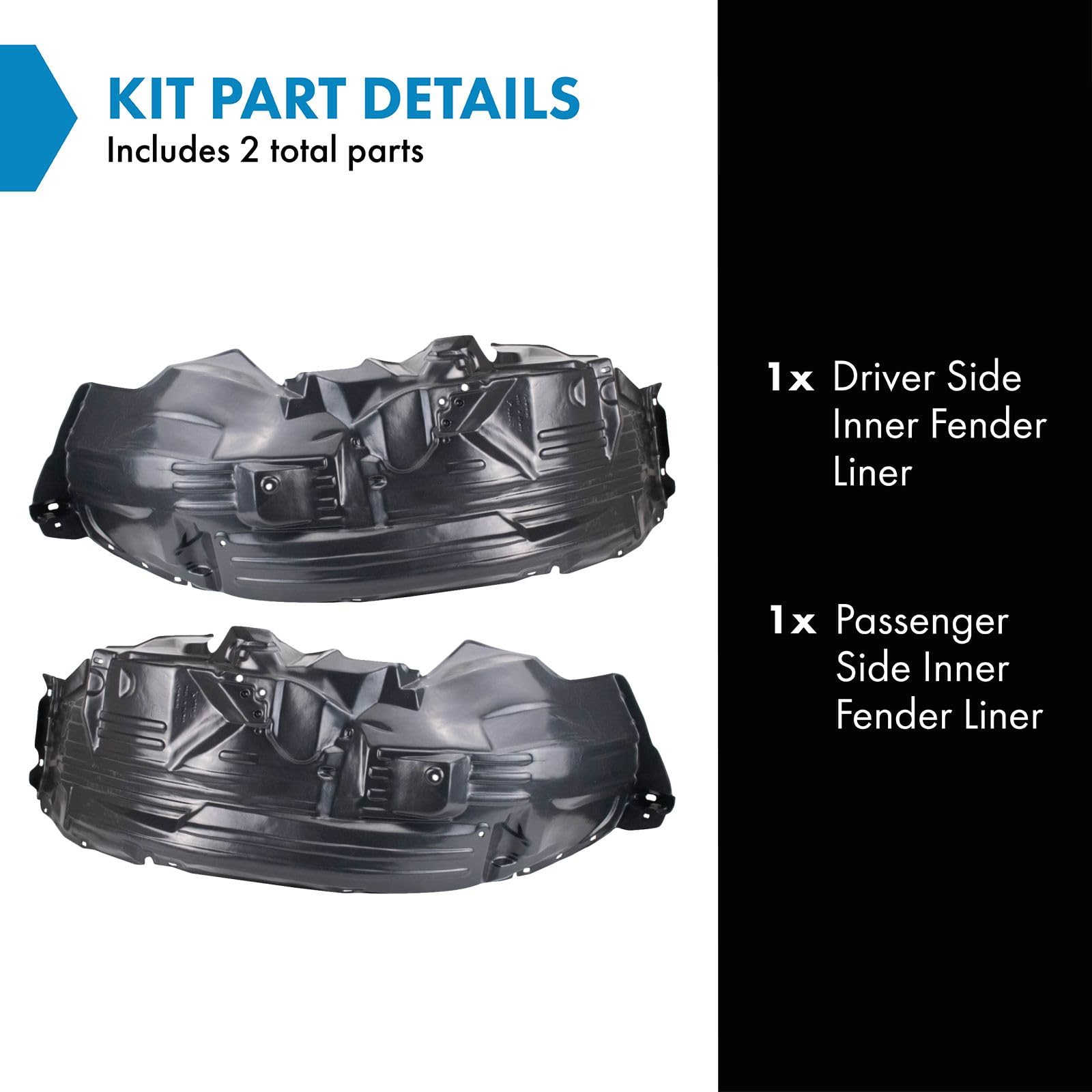 Trq Inner Fender Liner Set Compatible With 2005-2015 Nissan Xterra Ni1248113 Ni1251132