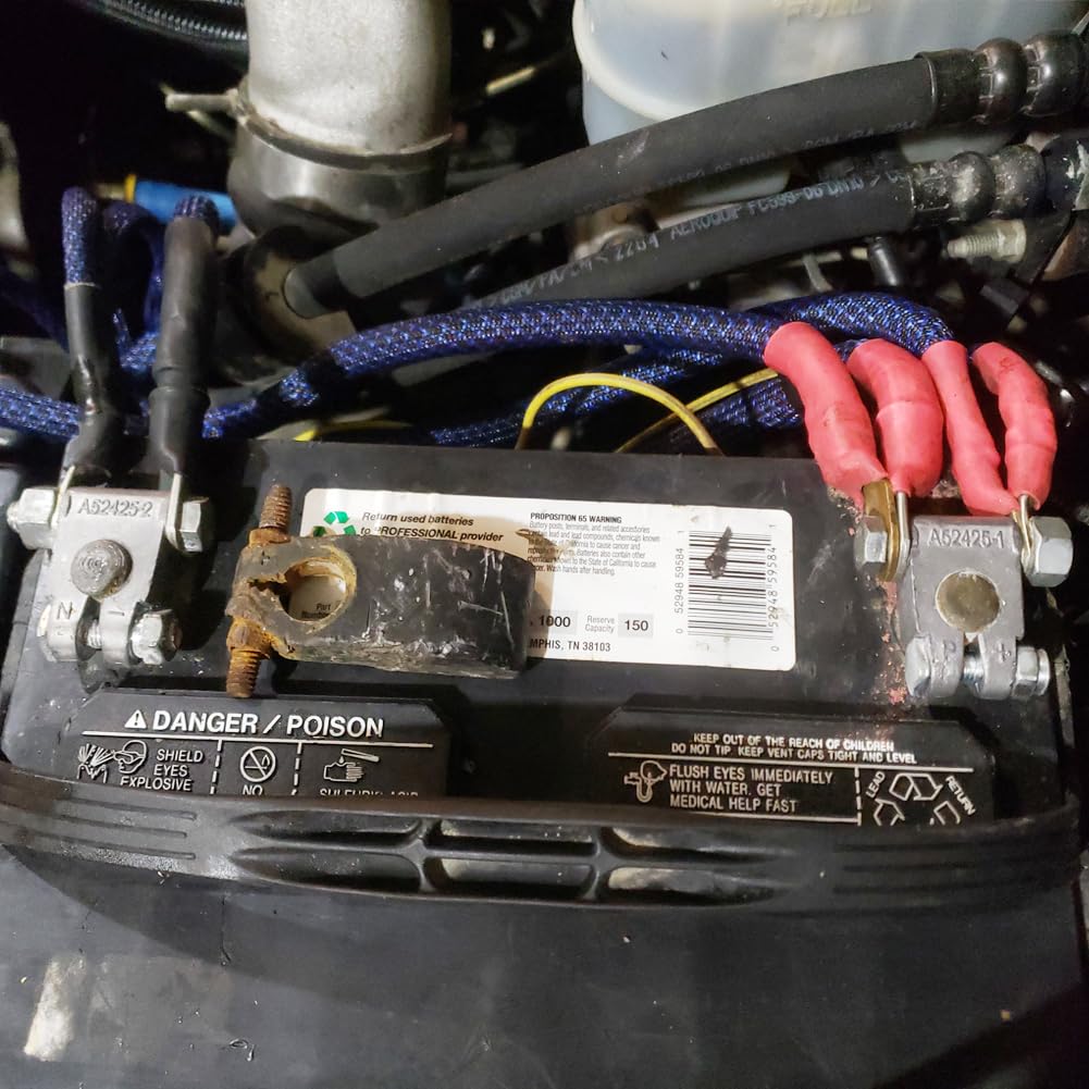 Ampper Military Spec Battery Terminal End, Top Post Battery Terminal Set For Marine Car Boat Rv And Vehicles (1 Pair)