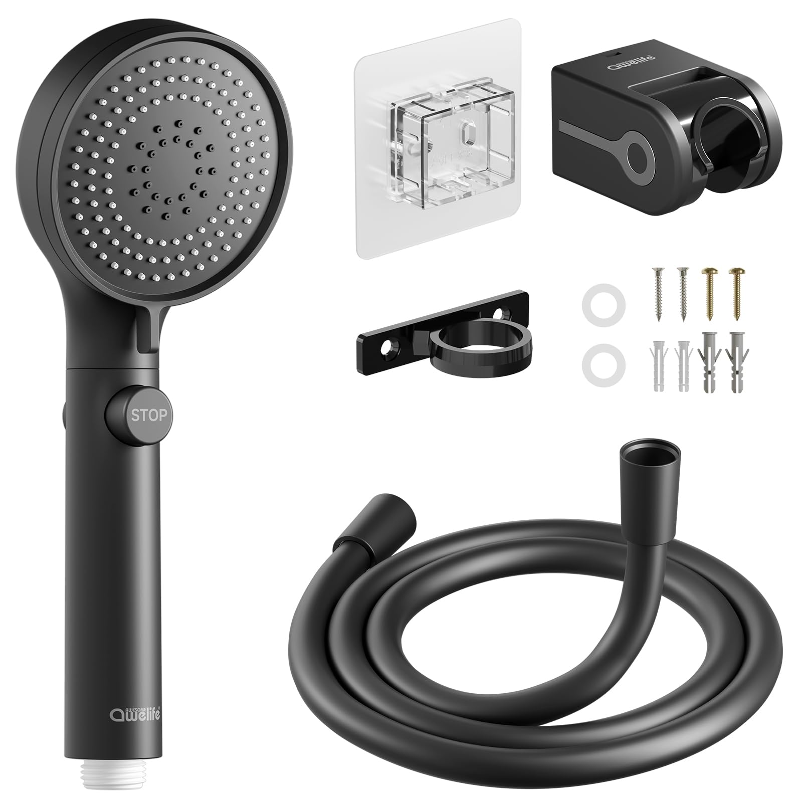 Rv Shower Head With Hose, High Pressure Shower Head With Handheld On Off Switch, Travel Trailer, Motorhome And Boat And Camper Must Have Rv Accessories Replacement Part, Matte Black
