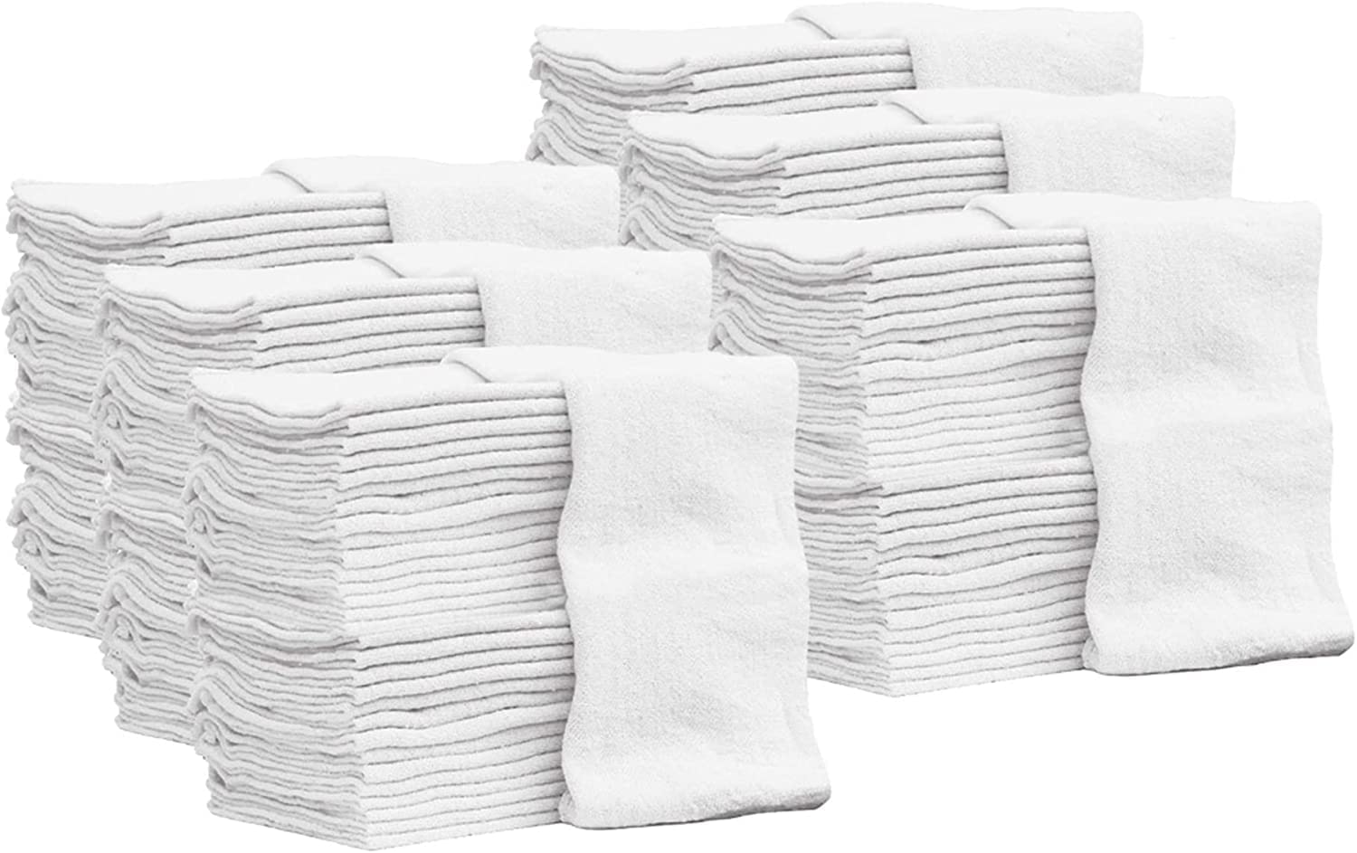Nabob Wipers Auto Mechanic Shop Towels 500 Pack Bulk Shop Rags 100% Cotton Size 14''X14'' Commercial Grade (500 Pack, White)