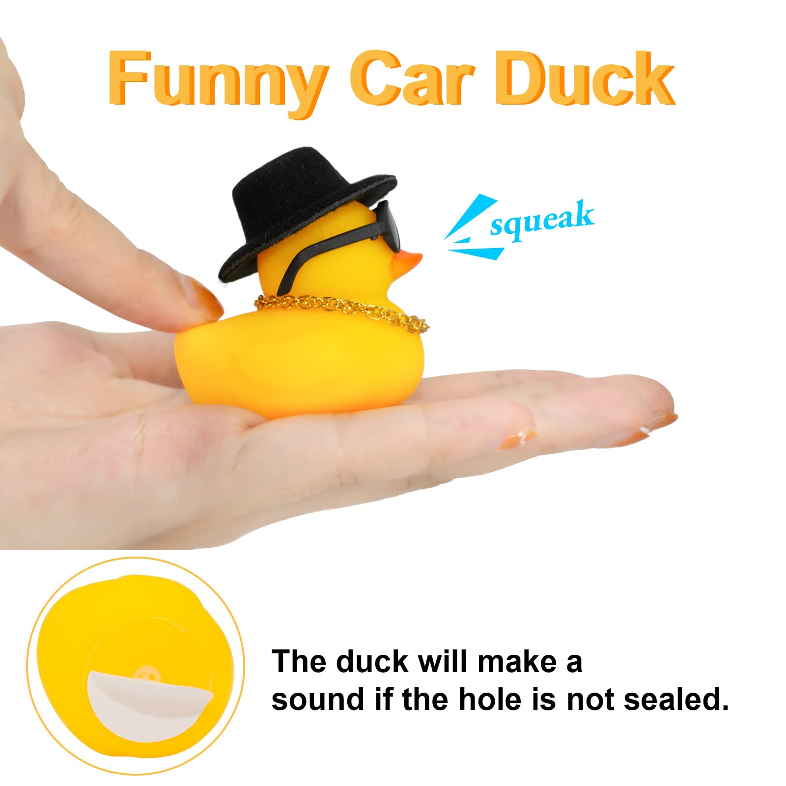 MuMyer Winter Duck Car Dashboard Decorations, White Duck Car Ornaments for Car Dashboard Decoration Accessories with Mini Hat, S