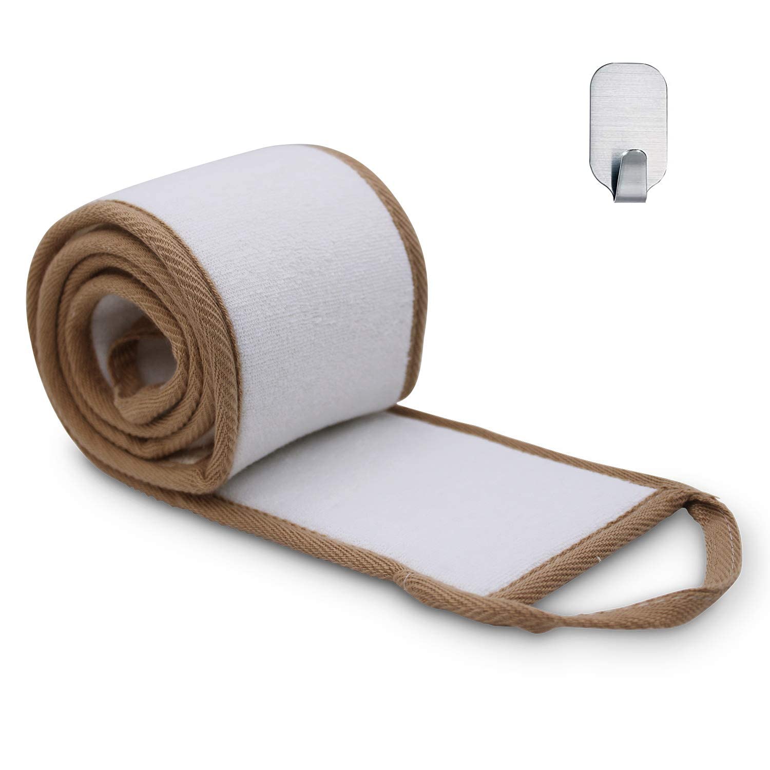 METLUCK 50 Inch Extra Long Natural Exfoliating Loofah Luffa Back Scrubber  with Wall Hook-New