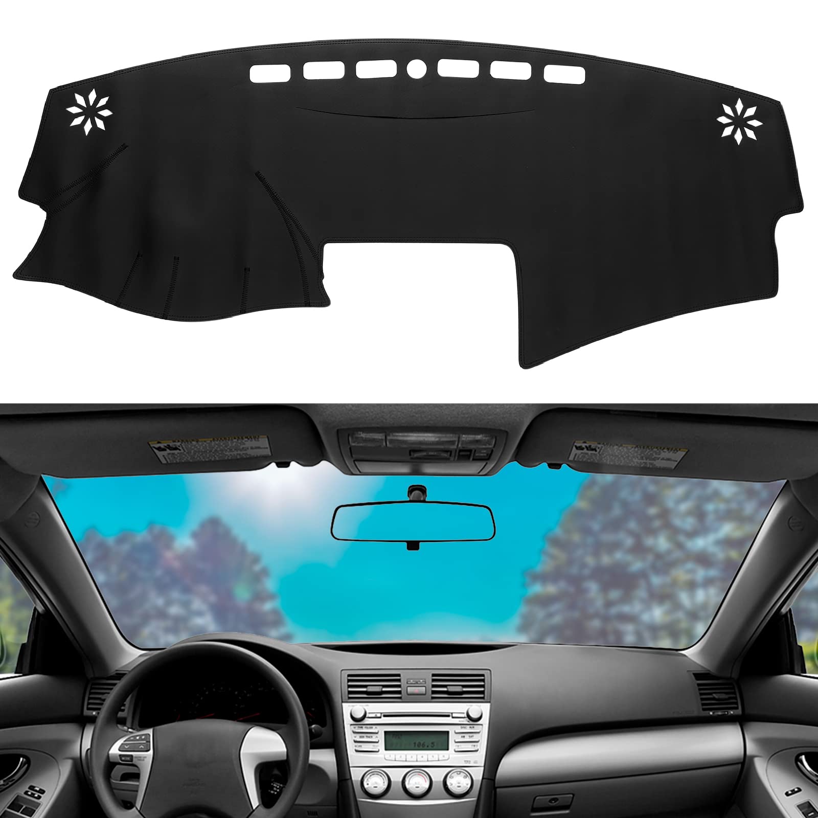 BERKSYDE Dashboard Dash Mat Cover Leather Dashboard Pad Sun Protection Anti-Vertigo Mat Blanket Compatible for 2007-2011 Toyota 