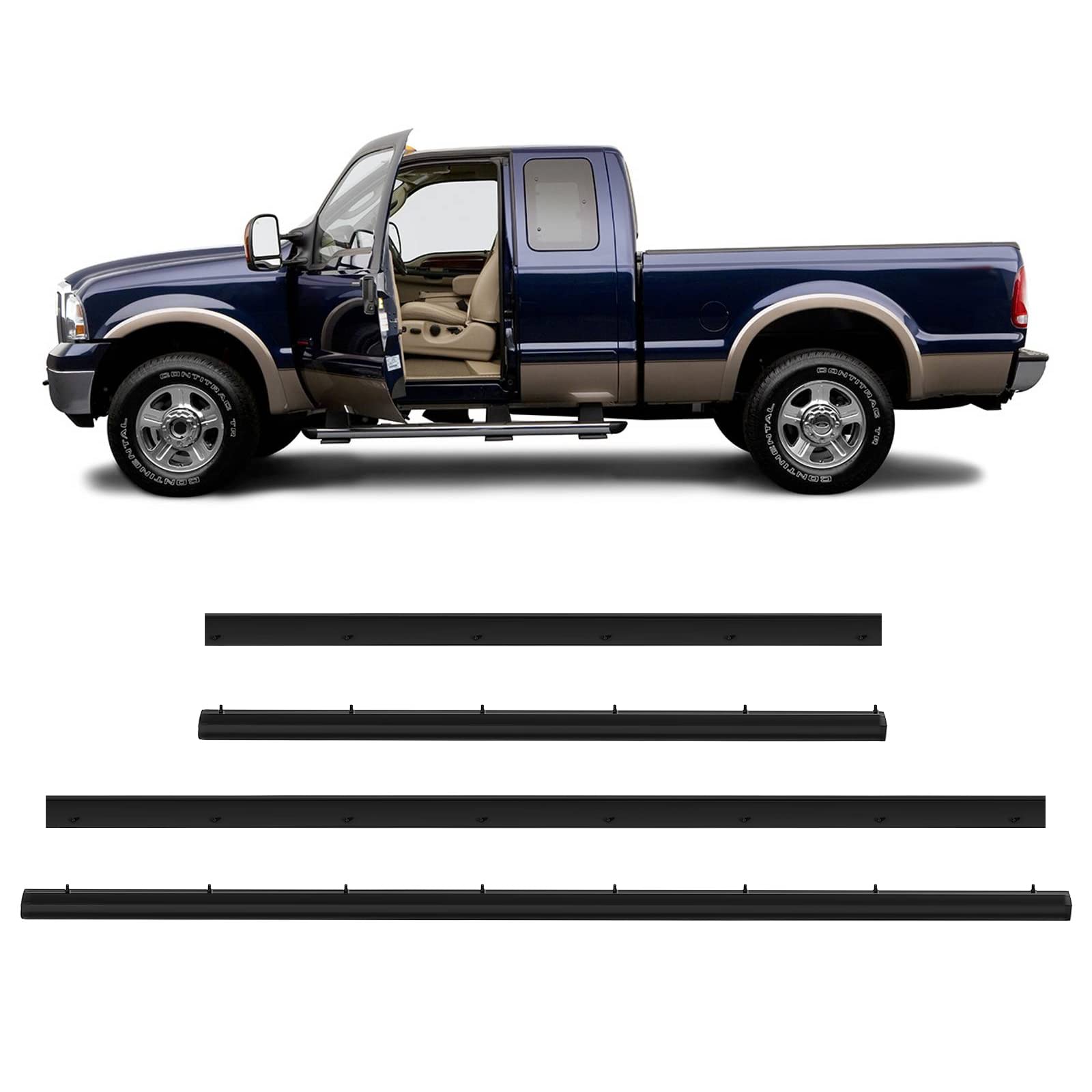 ACLONG 4PCS Window Rubber Weatherstrip Seal Front and Rear Lower Door Compatible With 1999-2016 Ford F250 F350 F450 F550 Super D