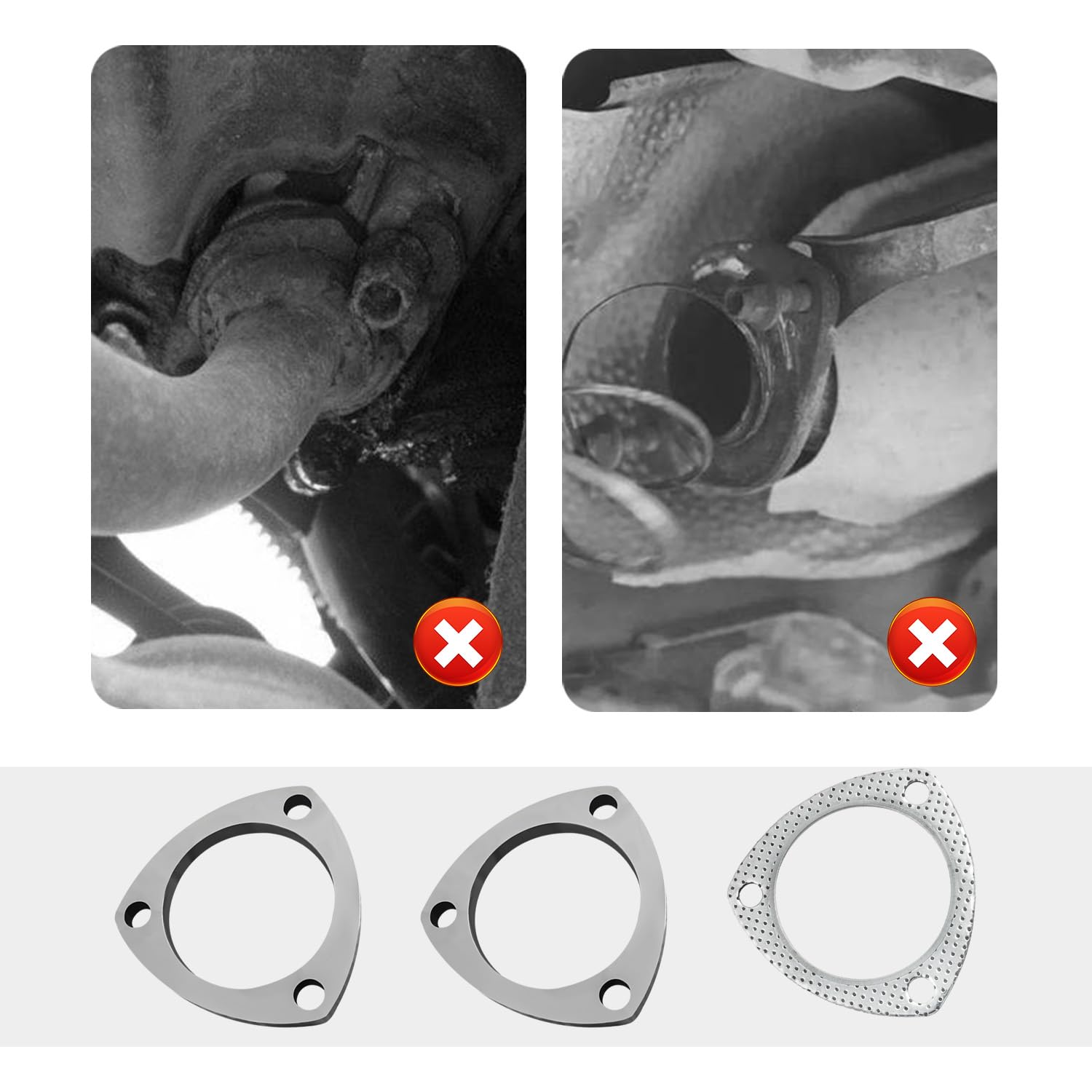 3'' Exhaust Flange Gasket with 3 Exhaust Bolts Tool Set,Stainless Steel Exhaust Flange Repair Kit for Securing Exhaust System Co