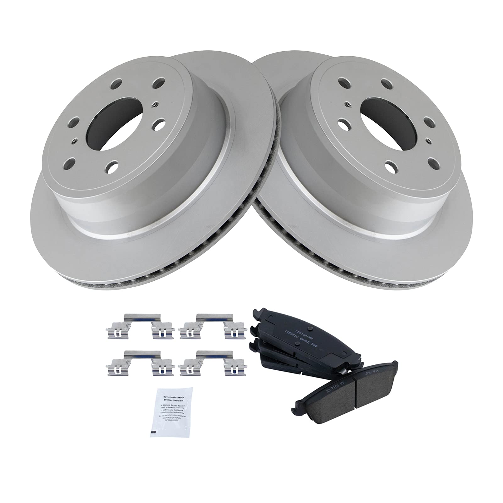 Trq Rear Ceramic Brake Pad & G-Coated Rotor Kit For Cadillac Chevrolet Gmc