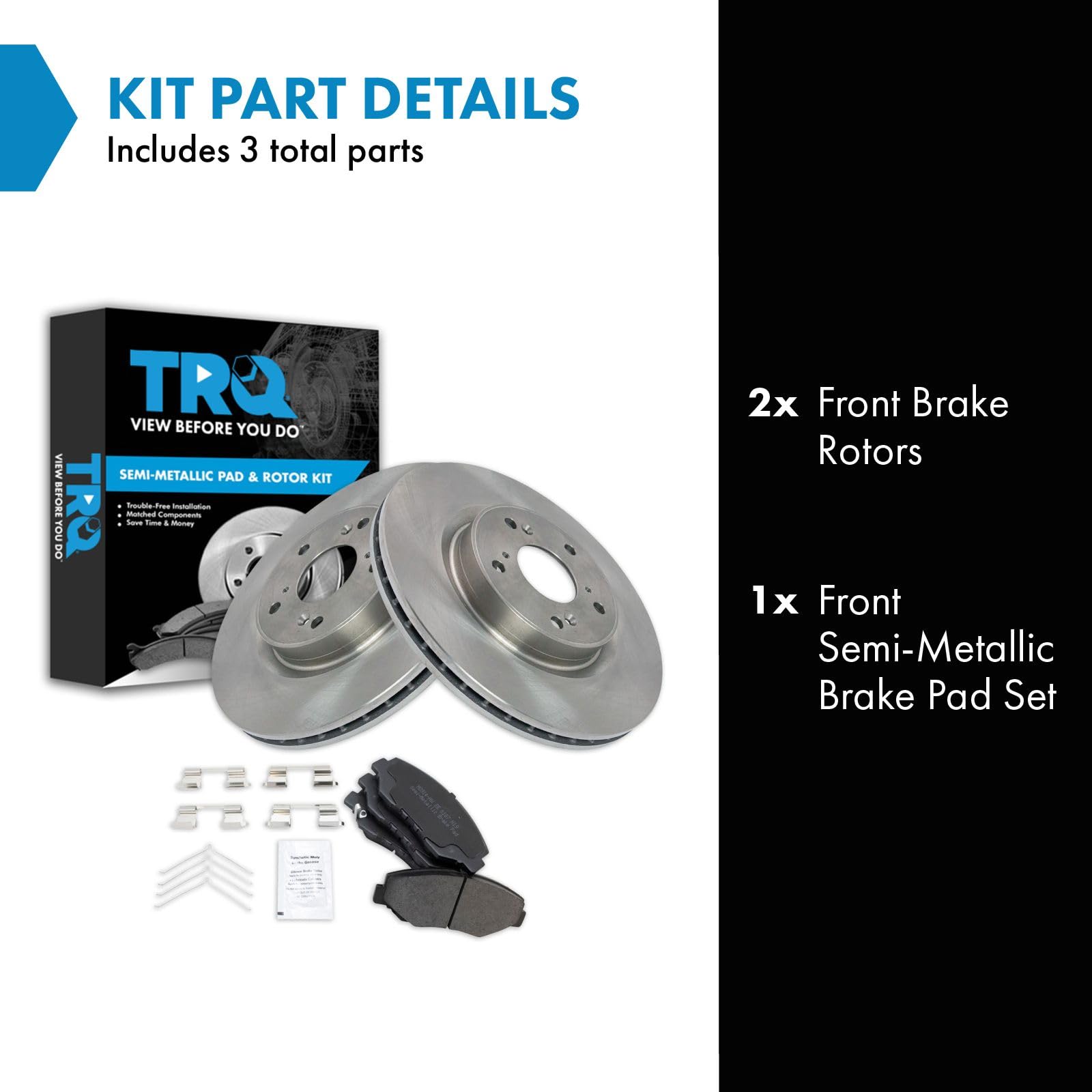 Trq Front Brake Pad & Rotor Kit Brake Pads Brake Rotor Semi-Metallic Compatible With 2012-2015 Honda Cr-V