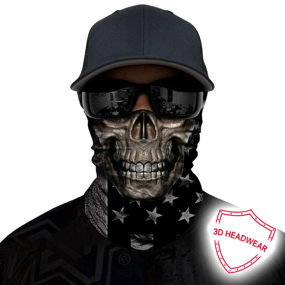 Obacle Skull Face Mask Half for Dust Wind UV Sun Protection Seamless 3D Tube Mask Bandana for Men Women Thin Breathable Skeleton