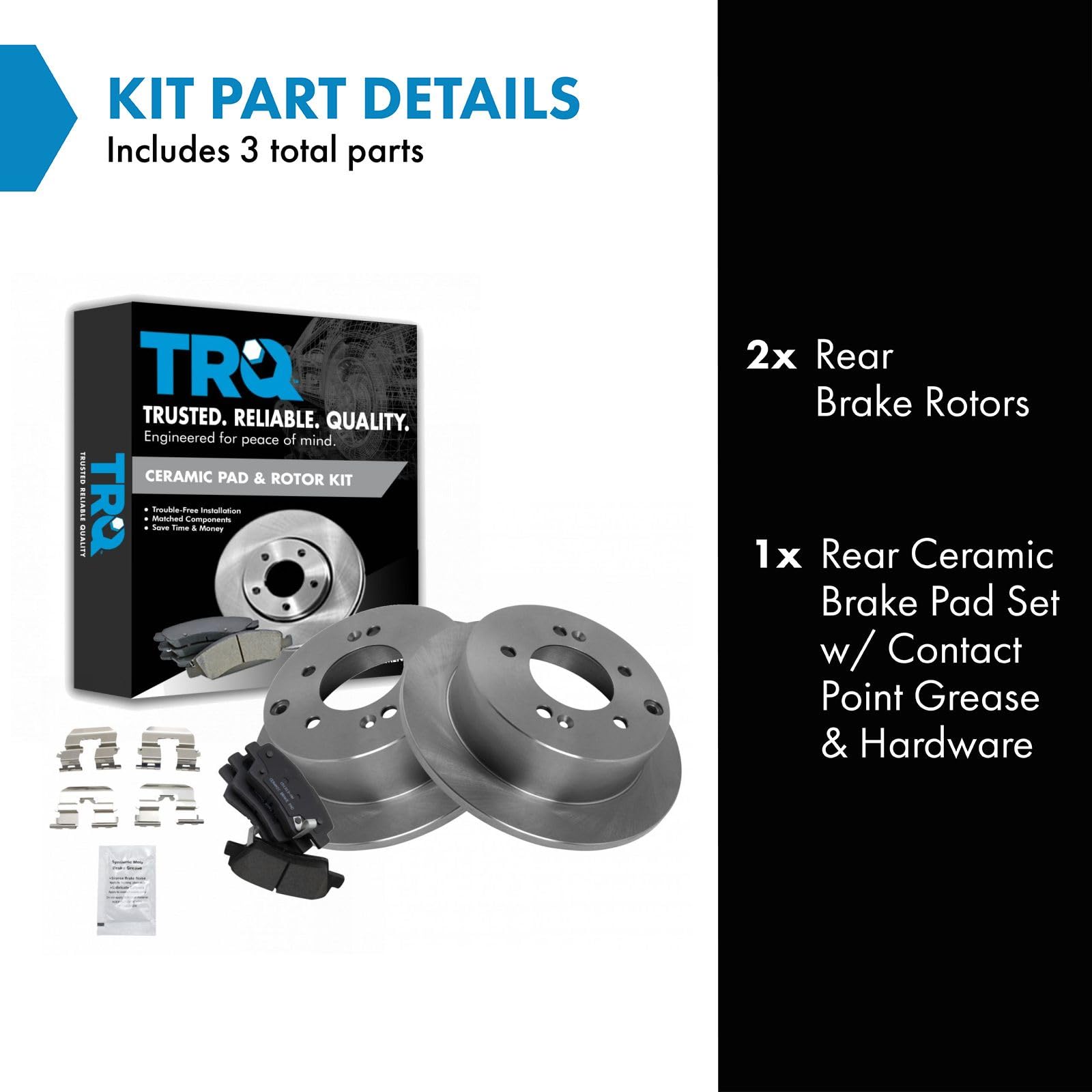 TRQ Rear Brake Pad & Rotor Kit Brake Pads Brake Rotor Ceramic Compatible with 2010-2013 Kia Soul