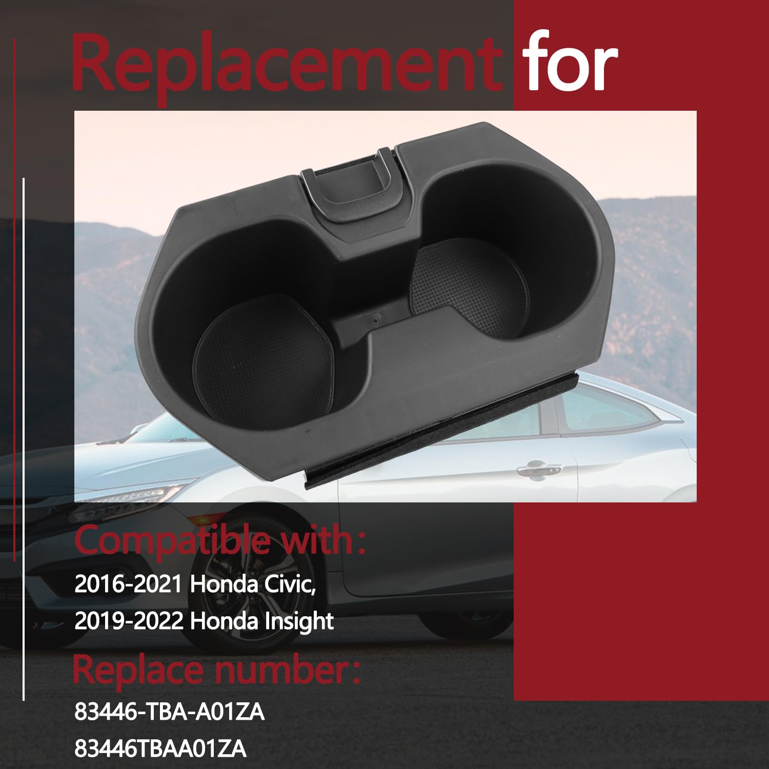 Cup Holder Insert Accessories for Honda Civic 2016-2021 Lx Ex Si Sport Hatchback Coupe Sedan Insight,Center Console Drink Bottle