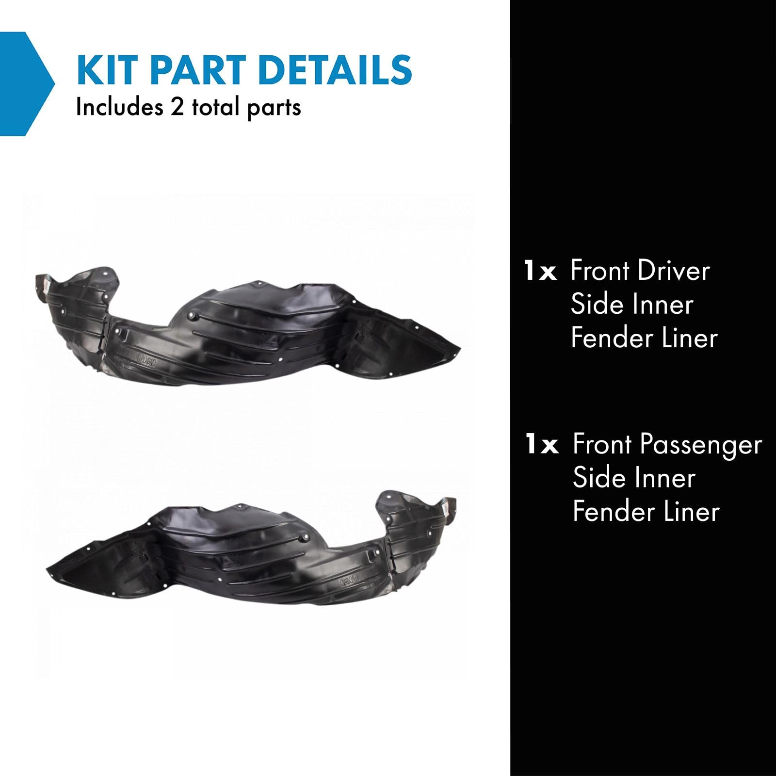 Trq Front Inner Fender Liner Set Compatible With 2014-2017 Mazda 6 Ma1248143 Ma1249143