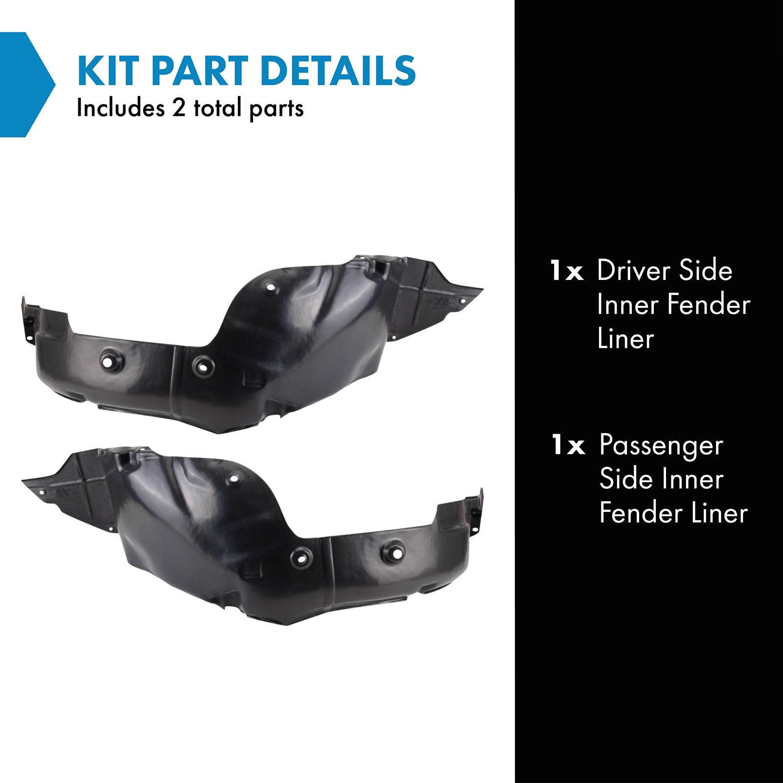 Trq Inner Fender Liner Set Compatible With 2013 Hyundai Veloster Hy1248151 Hy1249151