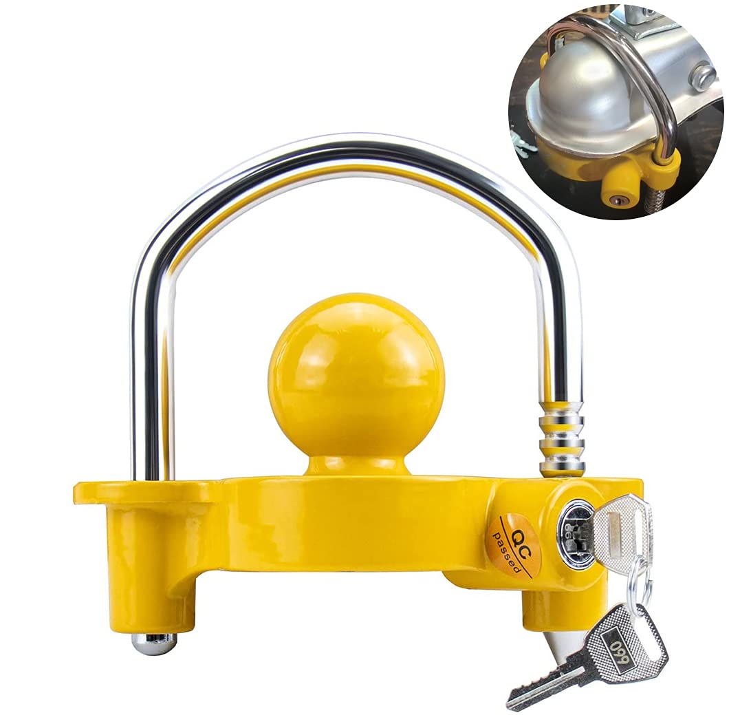 Funmit Trailer Lock Universal Coupler Ball Lock Fits 1-7/8'', 2'', And 2-5/16'' Couplers, Boat Camper Accessories For Travel Tra