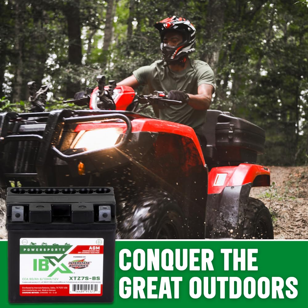 Interstate Batteries Ytz7S-Bs 12V 6Ah Powersports Battery 90Cca Agm Rechargeable Replacement For Honda, Kawasaki, Yamaha Motorcy