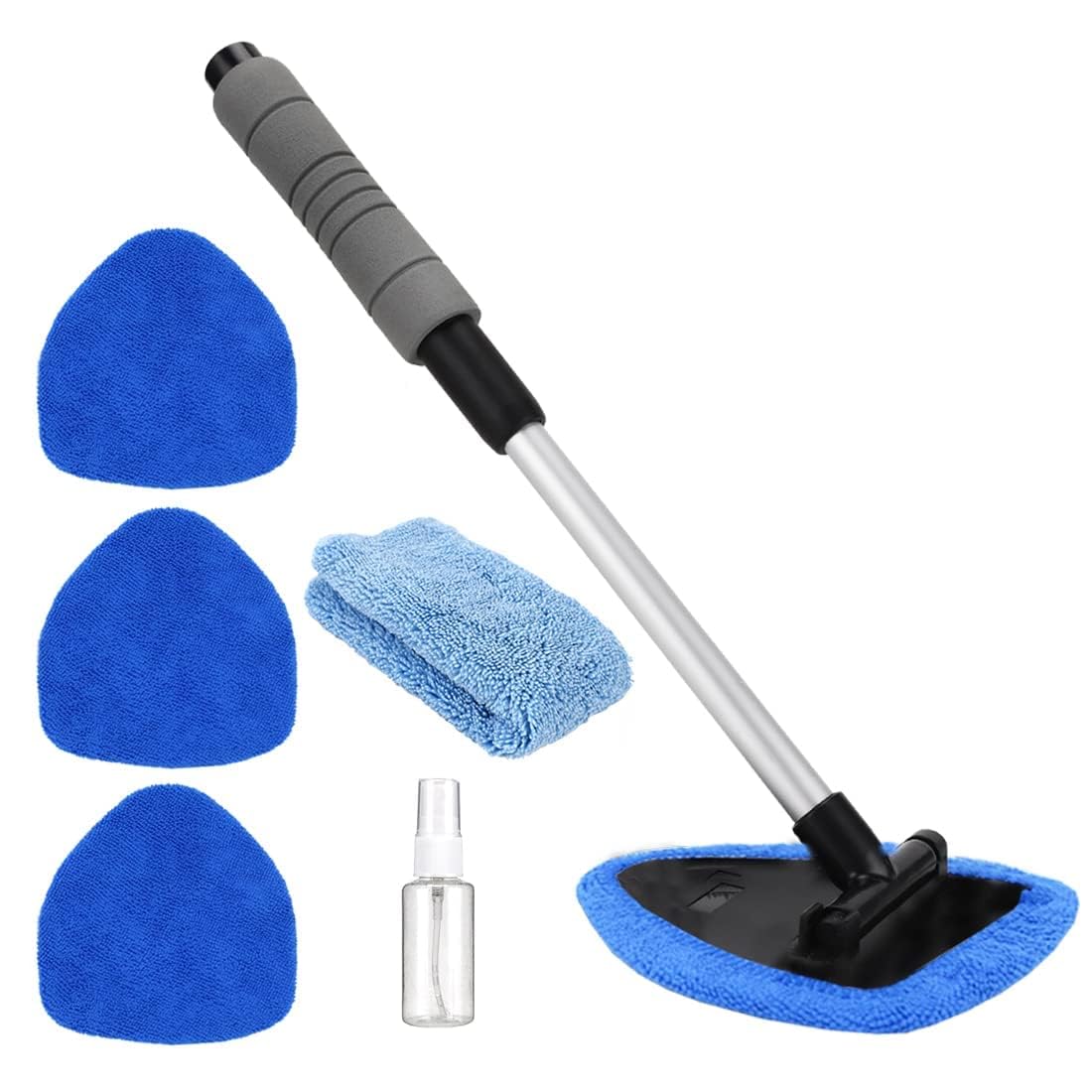 Gven Car Window Cleaner Windshield Cleaning Tool Auto Glass Cleaner Wand With Reusable Microfiber Aluminum Handle Glass Wiper Ki