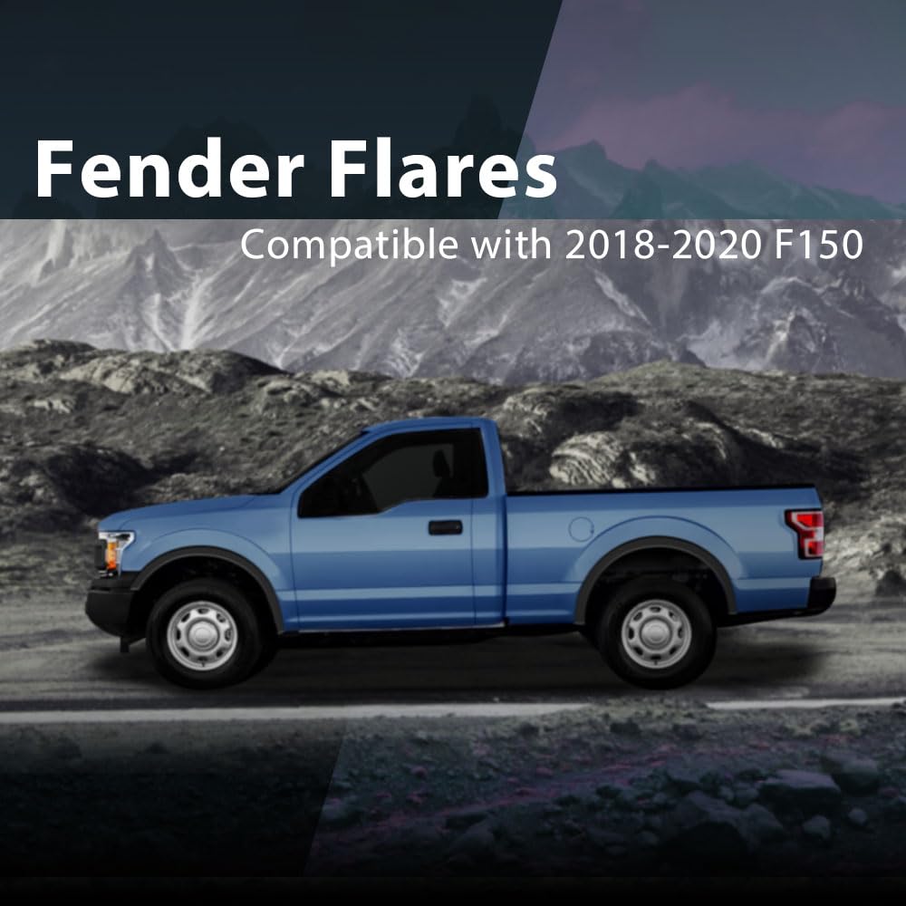 G-Plus Fender Flares Compatible With Ford F150 2018-2020 Black Smooth Paintable 4 Pcs