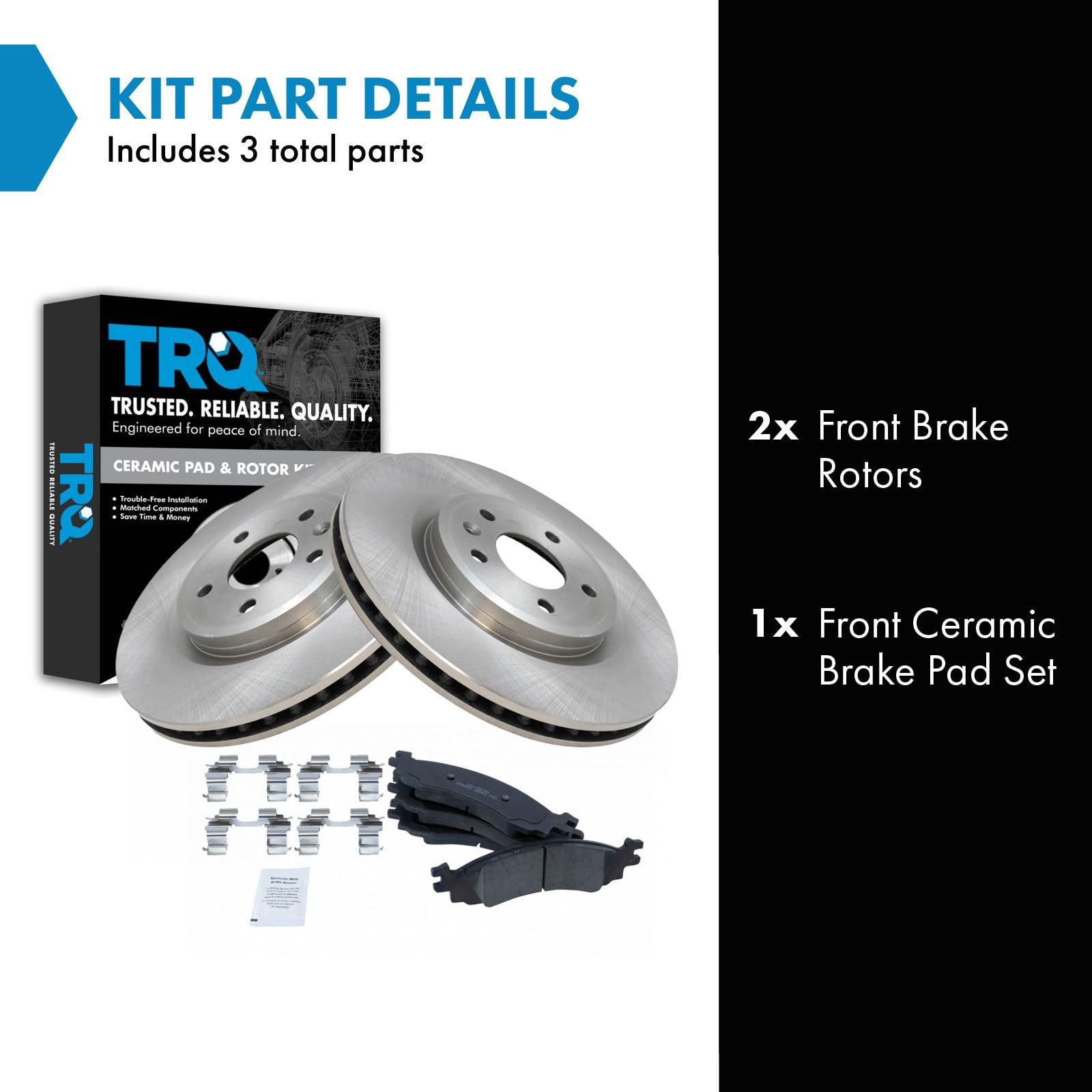 Trq Front Brake Pad & Rotor Kit Brake Pads Brake Rotor Ceramic Compatible With 2010-2012 Ford Taurus
