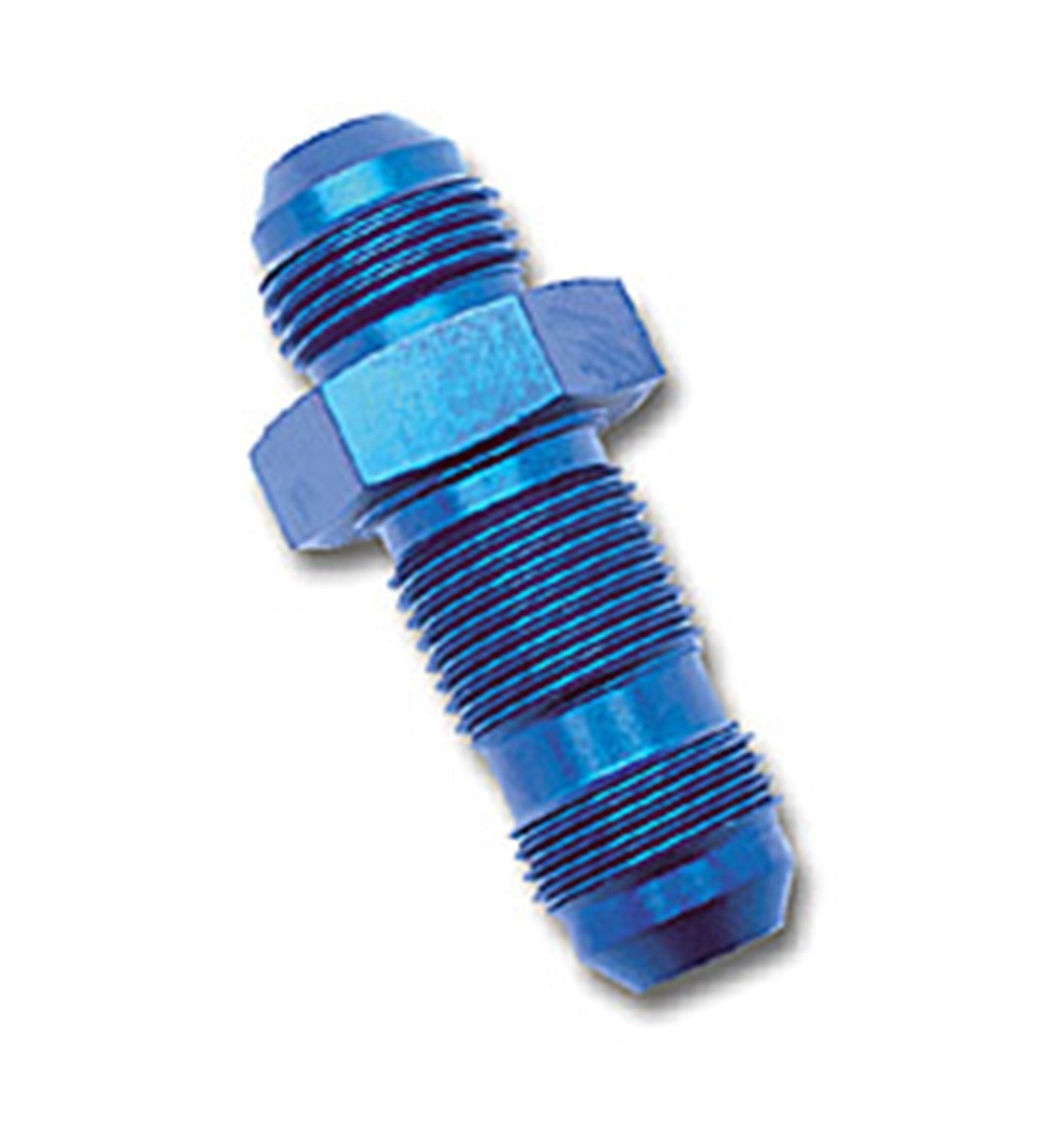 Edelbrock Athletic - Rus-661180 Blue Anodized Aluminum -6An Straight Flare Bulkhead Adapter