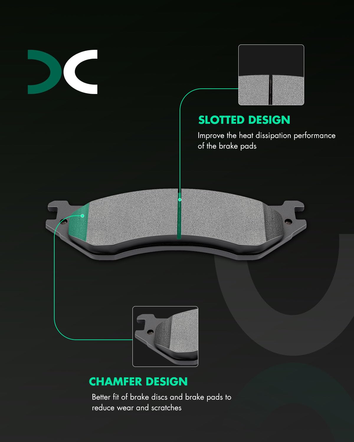 Scitoo D702 Rear Semi-Metal Brake Pads Sets Fit For Dodge B1500/For Durango/Ram 1500/Dodge Ram 1500 Van,For Ford For Expedition/
