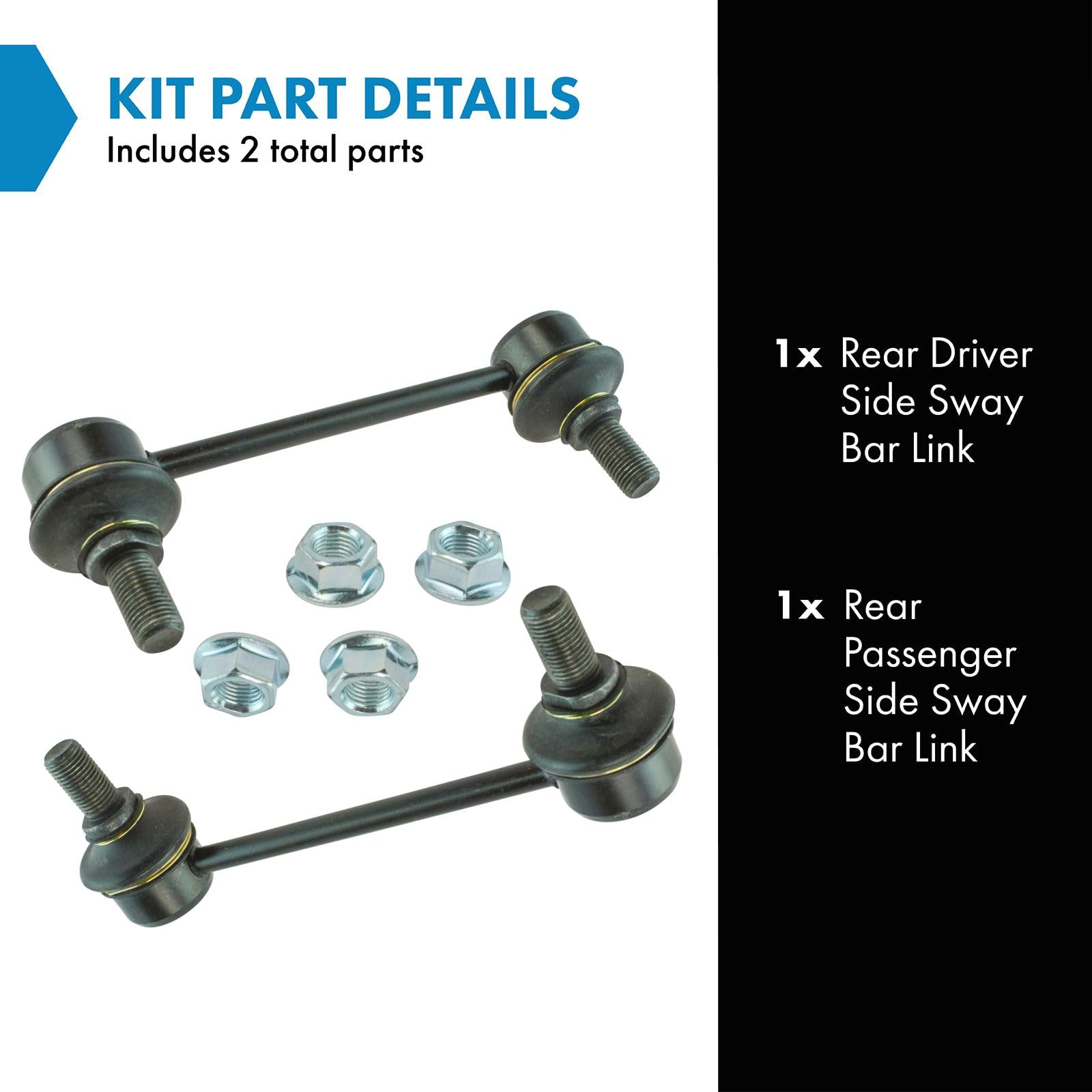 Trq Rear Sway Bar Stabilizer Link Set Compatible With 2010-2015 Hyundai Tucson 2011-2016 Kia Sportage