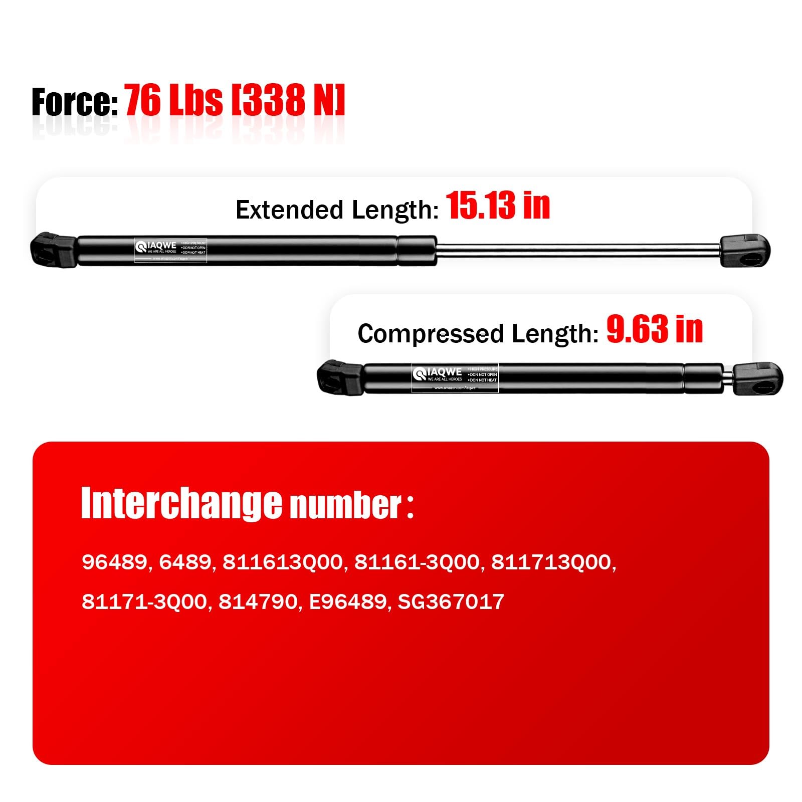 Iaqwe 6489 Front Hood Gas Struts Compatible With Hyundai Sonata 2.0T/Base/Limited/Ex/Gl/Gls/Lx/Se 2011 2012 2013 2014 Engine Hoo