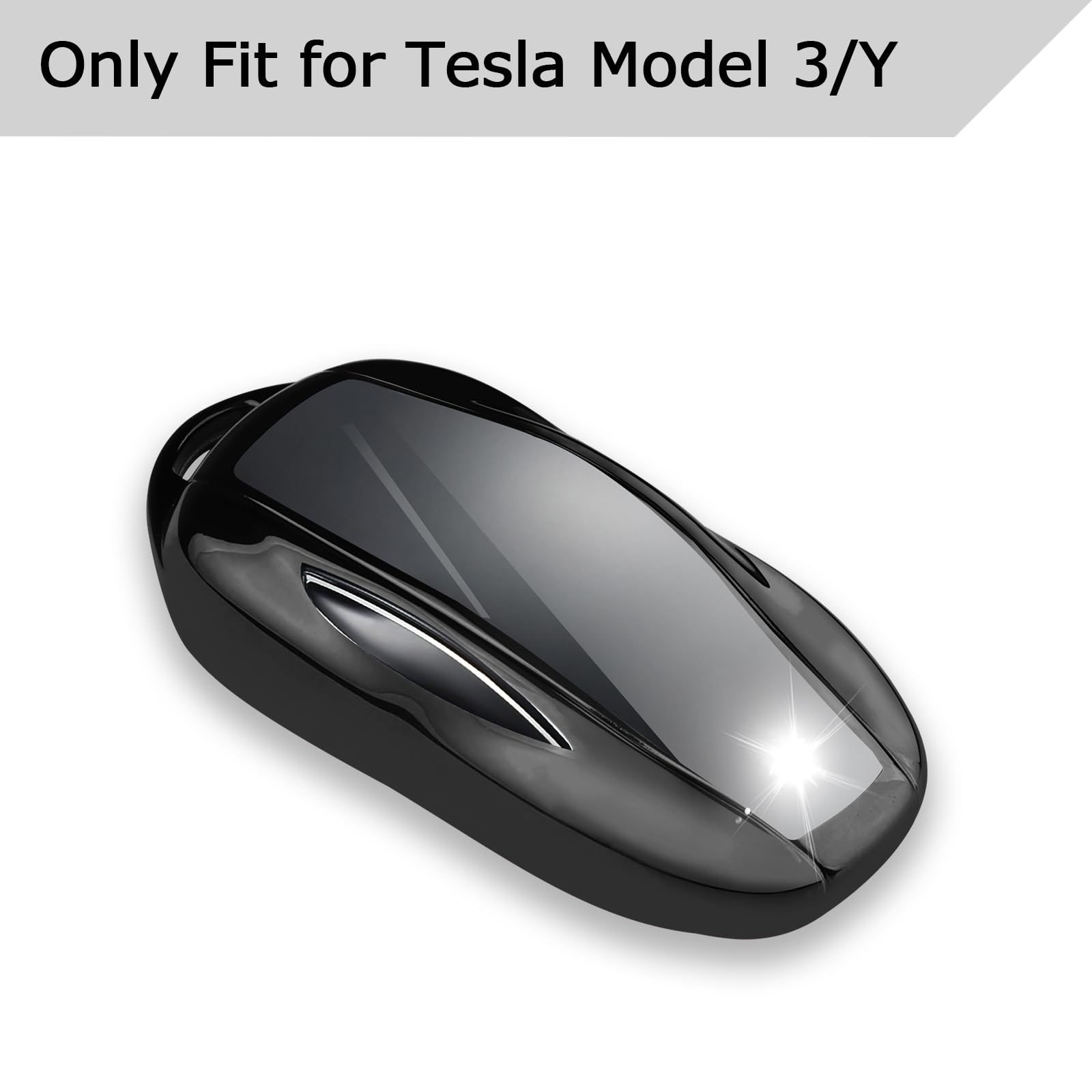Qbuc For Tesla Key Fob Cover With Keychain Soft Tpu Protection Case Compatible With Tesla Model 3 / Y (Black)
